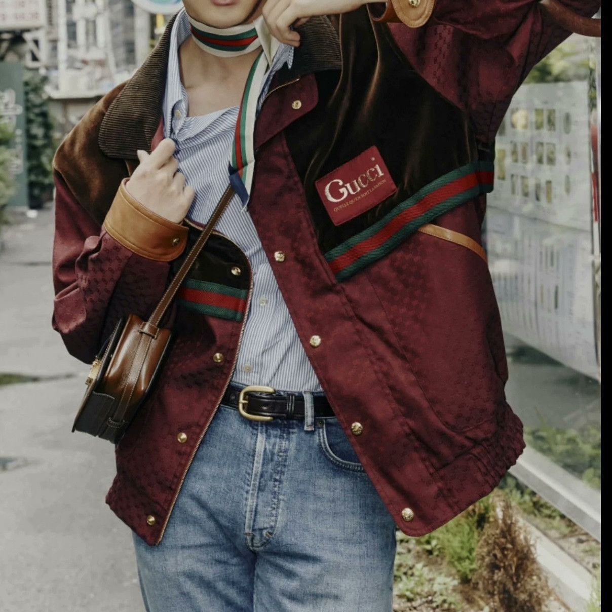 Gucci gucci burgundy double g pattern jacket Size US L / EU 52-54 / 3 - 4 Thumbnail
