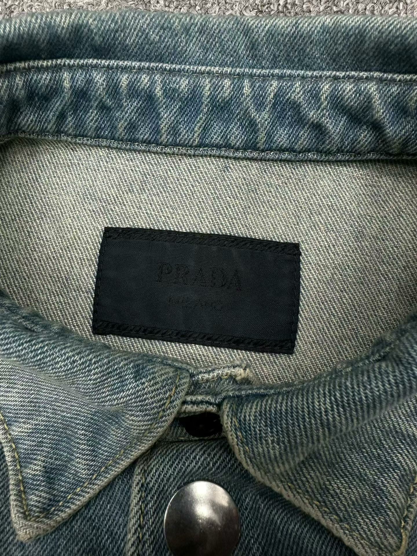 Prada prada washed denim jacket with logo triangle Size US XL / EU 56 / 4 - 4 Thumbnail