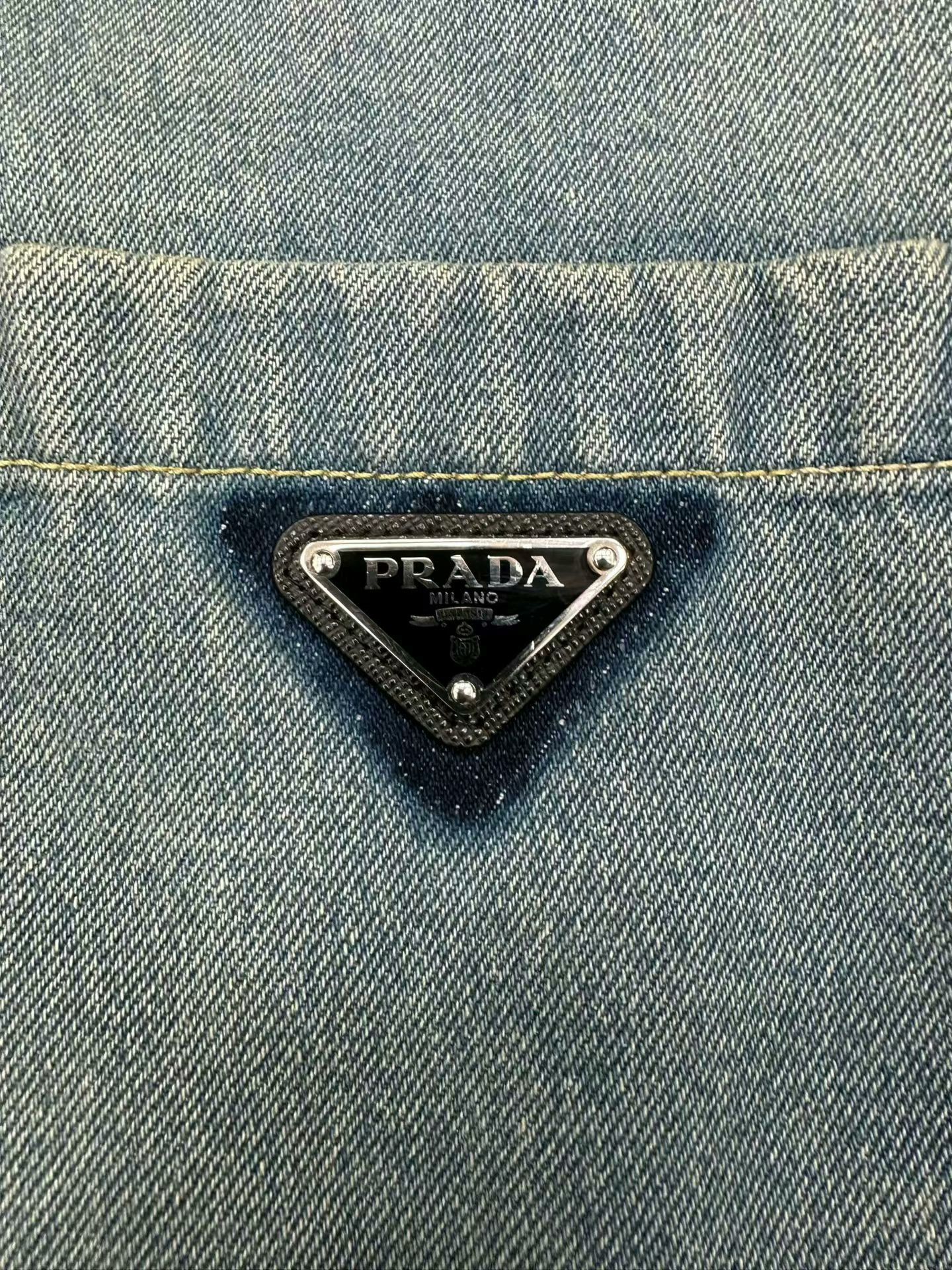 Prada prada washed denim jacket with logo triangle Size US XL / EU 56 / 4 - 3 Thumbnail