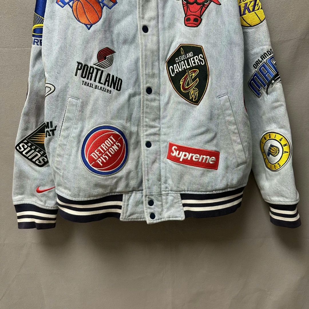 Nike nike supreme nba denim baseball jacket blue Size US L / EU 52-54 / 3 - 3 Thumbnail