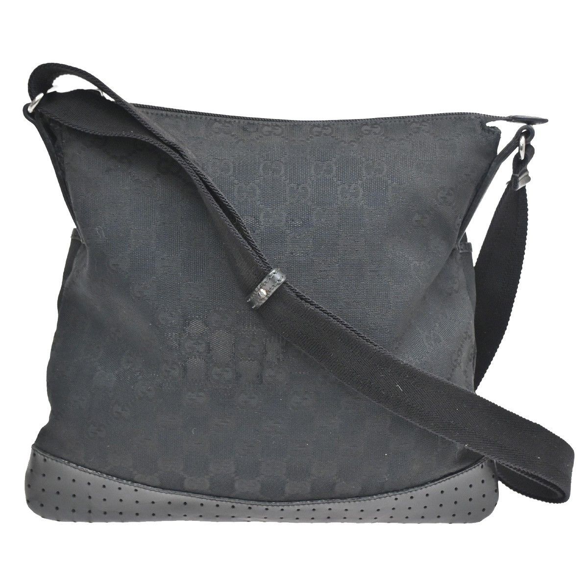 Gucci Gucci Zip Messenger GG Canvas with Perforated Leather Size ONE SIZE - 2 Thumbnail