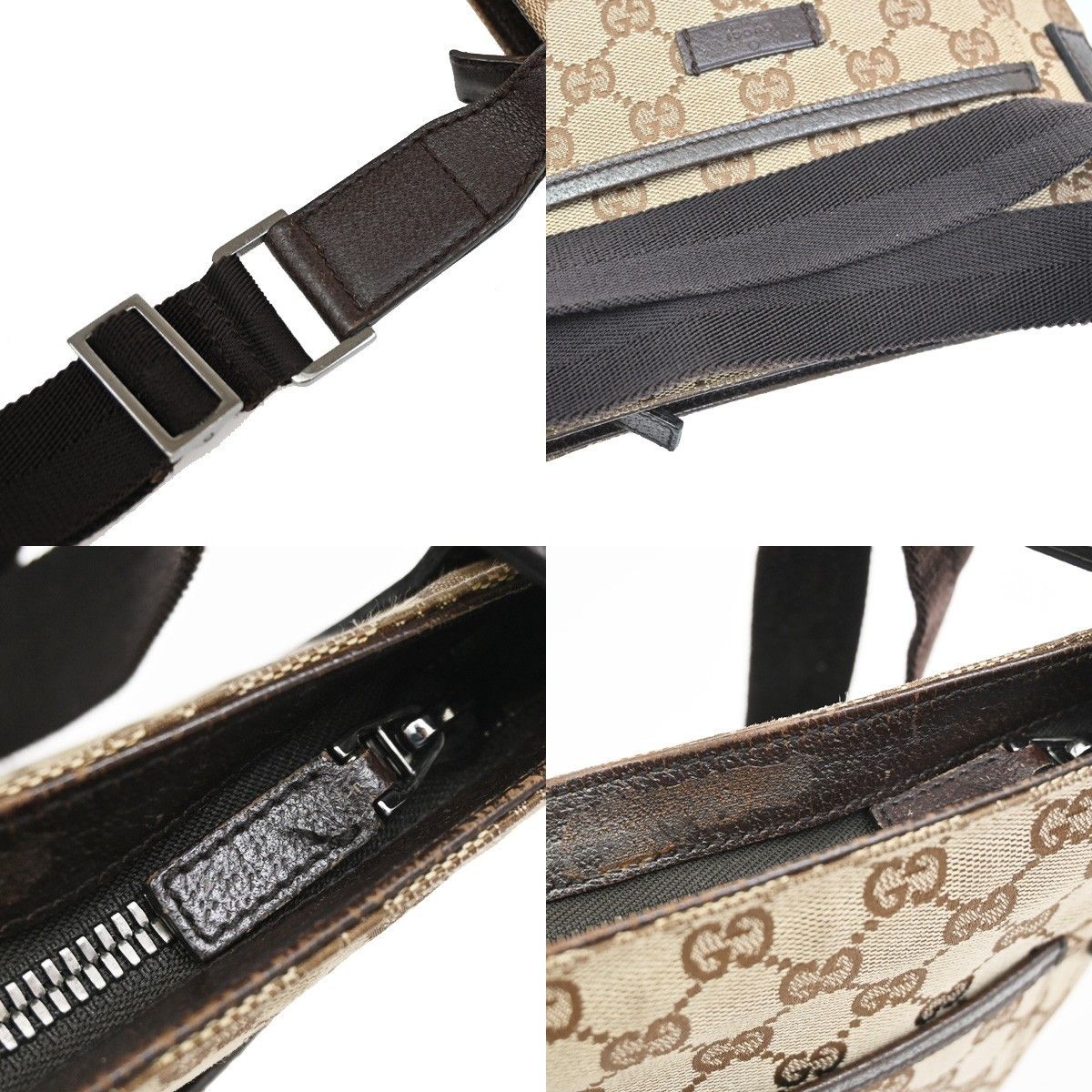 Gucci Gucci Zip Top Messenger GG Canvas with Leather Size ONE SIZE - 10 Thumbnail
