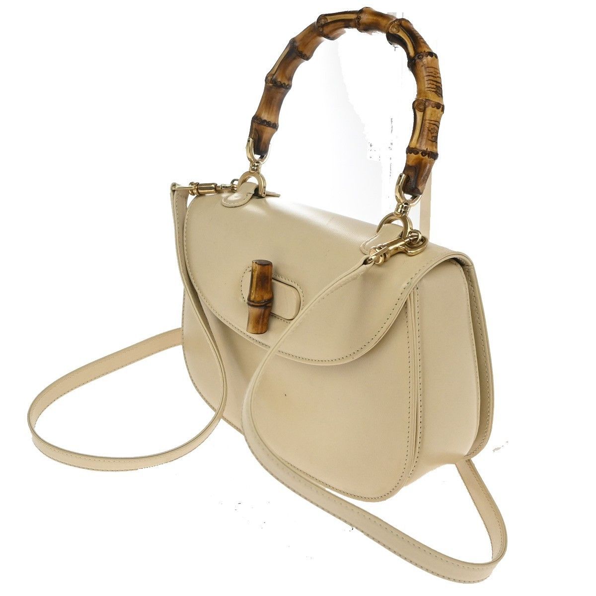 Gucci Gucci Vintage Convertible Bamboo Top Handle Bag Leather Size ONE SIZE - 3 Thumbnail