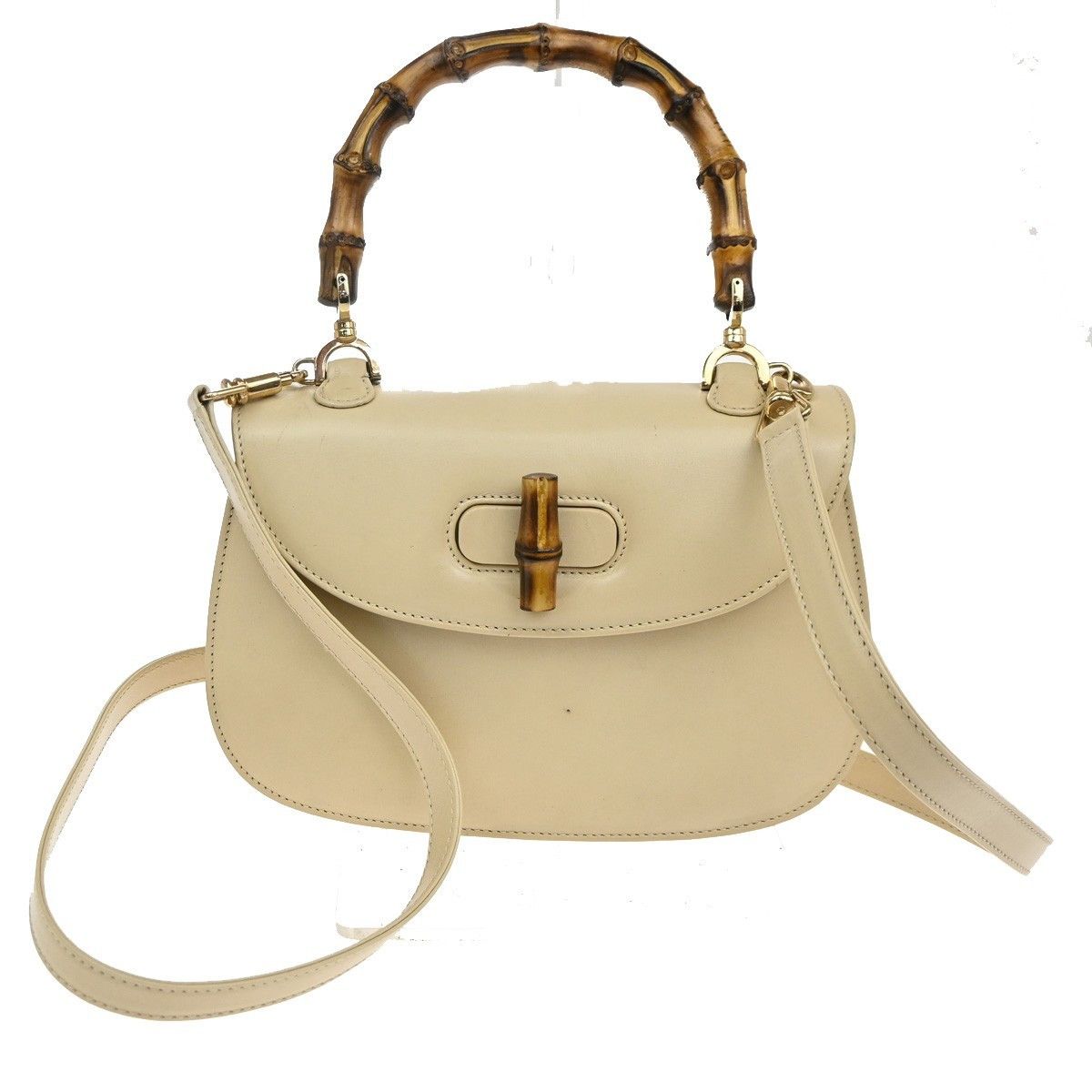 Gucci Gucci Vintage Convertible Bamboo Top Handle Bag Leather Size ONE SIZE - 2 Thumbnail
