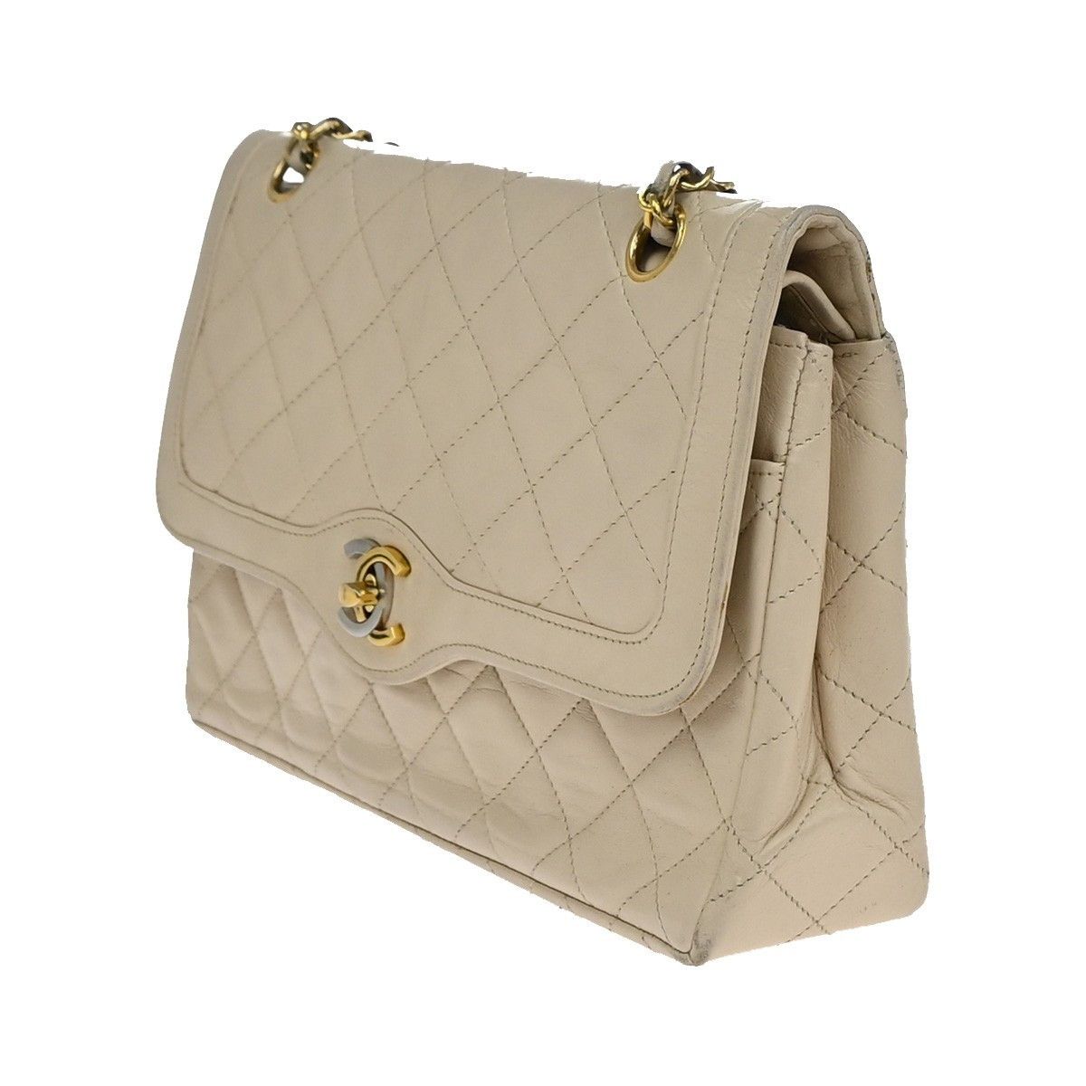 Chanel Chanel Vintage Two Tone CC Flap Bag Quilted Lambskin Size ONE SIZE - 3 Thumbnail
