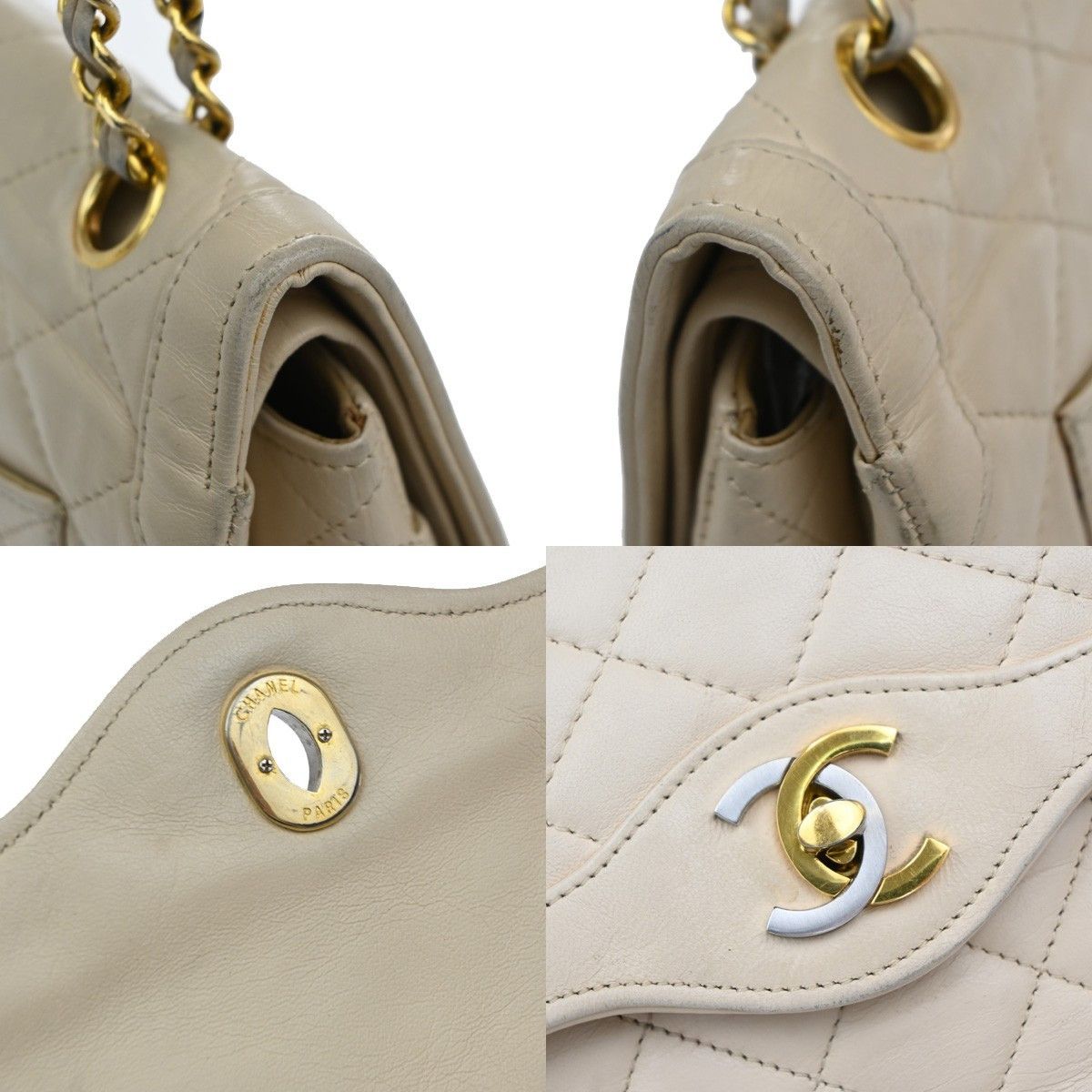 Chanel Chanel Vintage Two Tone CC Flap Bag Quilted Lambskin Size ONE SIZE - 11 Thumbnail