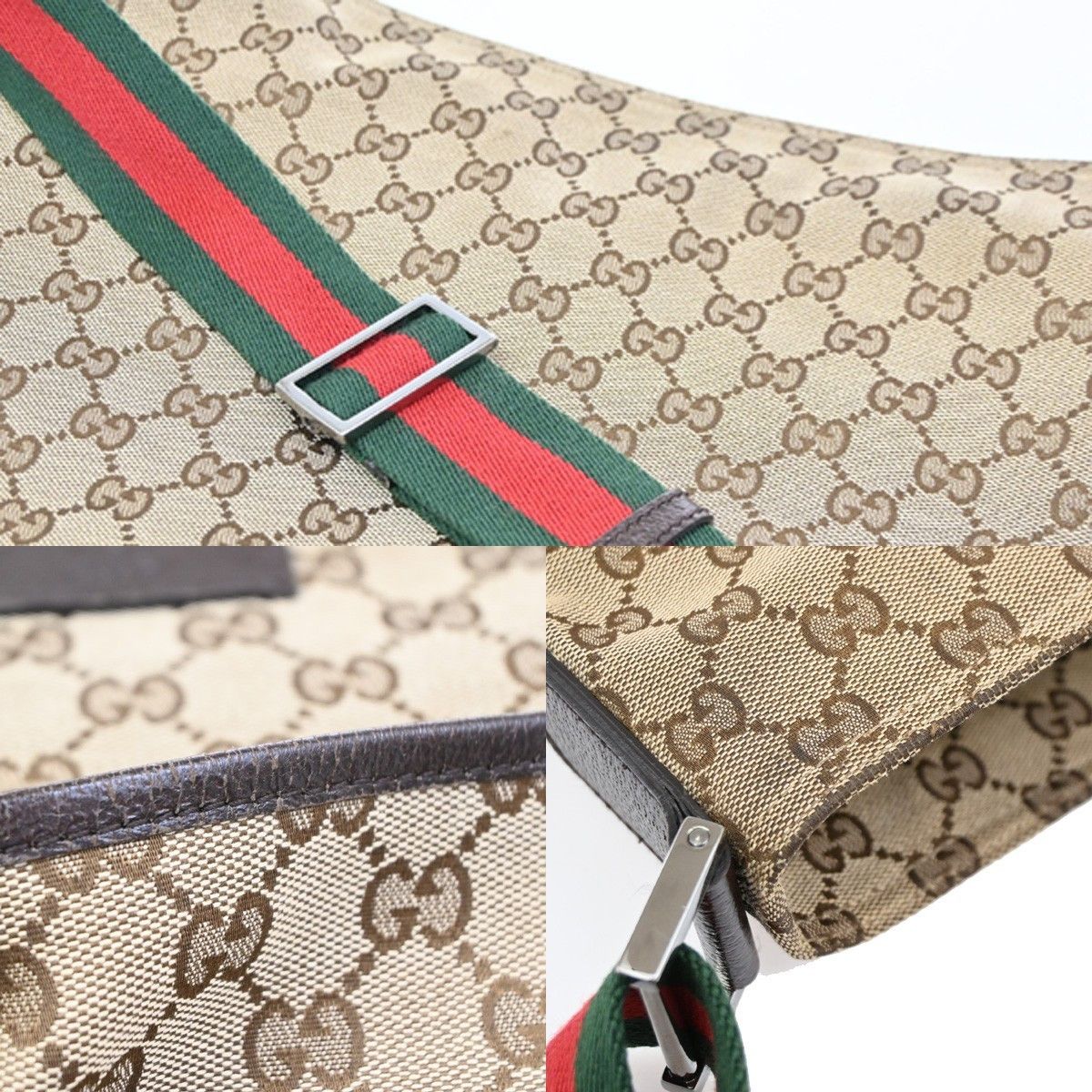 Gucci Gucci Front Pocket Web Messenger GG Canvas Size ONE SIZE - 11 Thumbnail