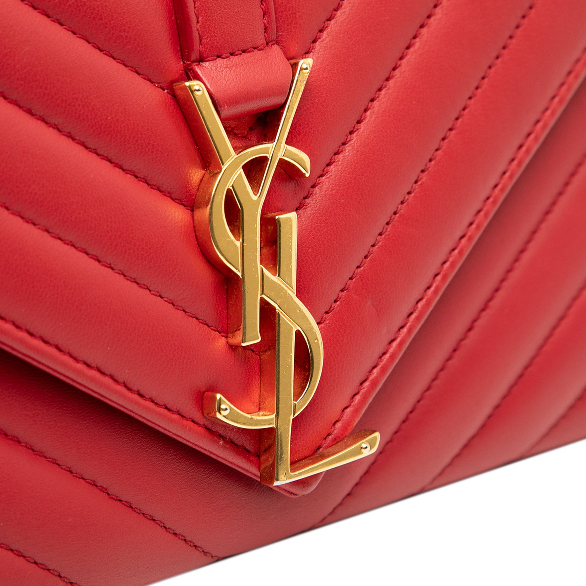 Yves Saint Laurent Yves Saint Laurent Small Chevron Calfskin Monogram Envelope Bag Size ONE SIZE - 7 Thumbnail