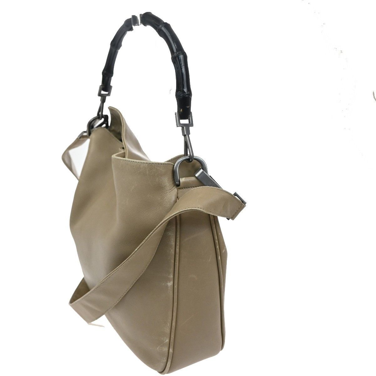 Gucci Gucci Vintage Bamboo Handle Open Hobo Leather Size ONE SIZE - 3 Thumbnail