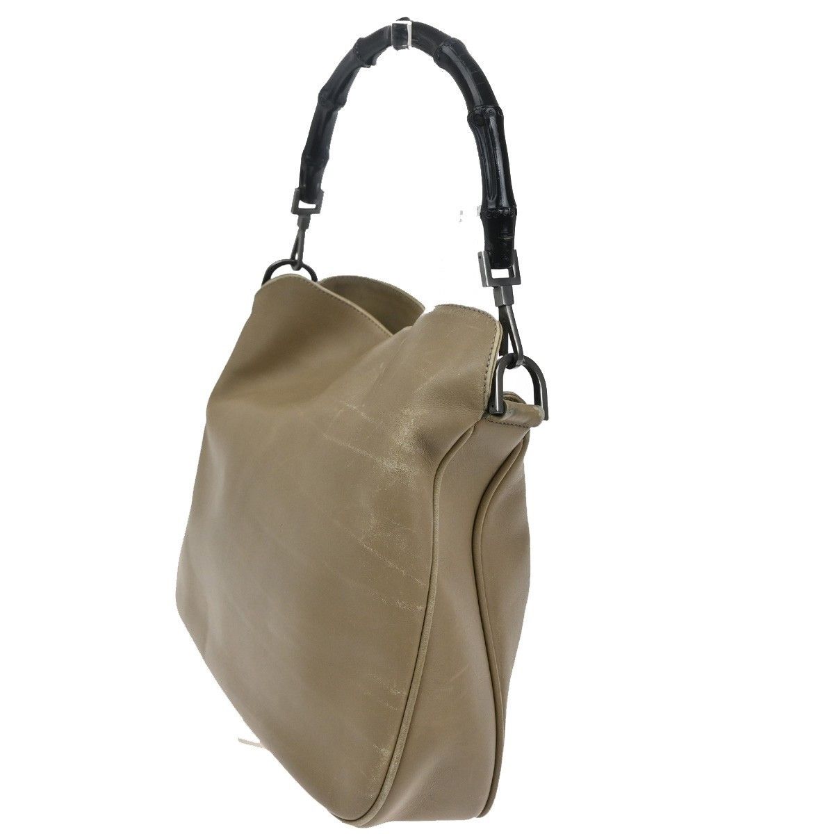 Gucci Gucci Vintage Bamboo Handle Open Hobo Leather Size ONE SIZE - 4 Thumbnail