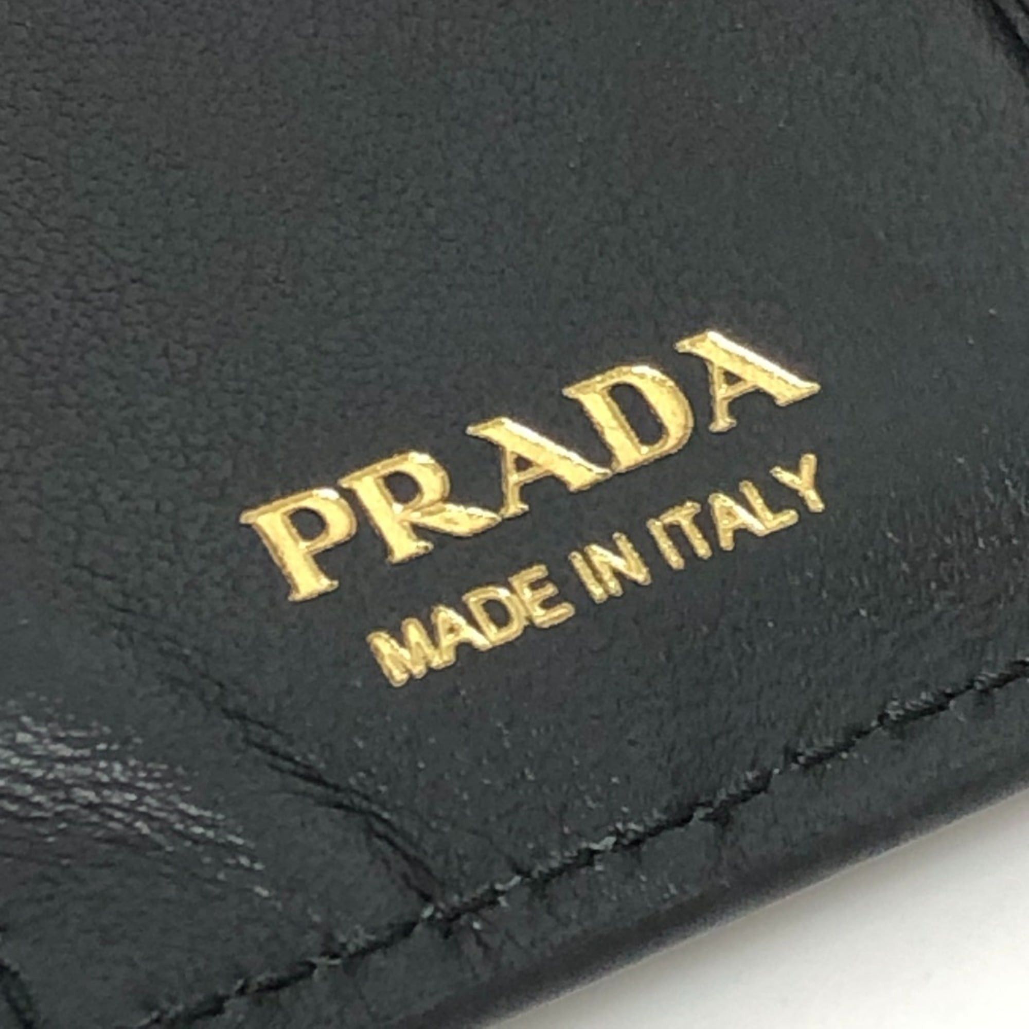 Prada PRADA 1MV204 Triangle Plate Wallet, Mini Compact Gold Hardware, Bifold Leather Men's, Black Size ONE SIZE - 8 Thumbnail