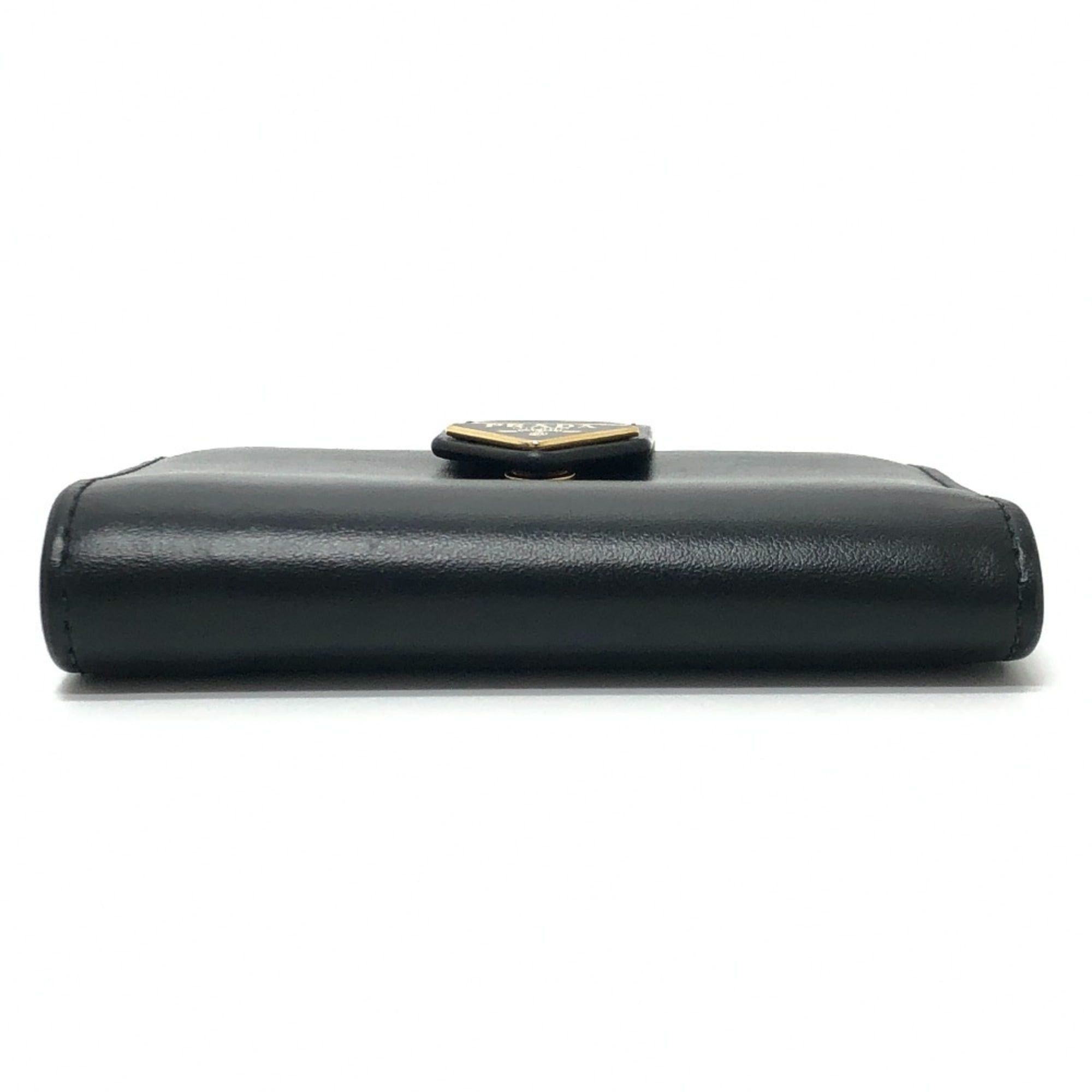Prada PRADA 1MV204 Triangle Plate Wallet, Mini Compact Gold Hardware, Bifold Leather Men's, Black Size ONE SIZE - 5 Thumbnail