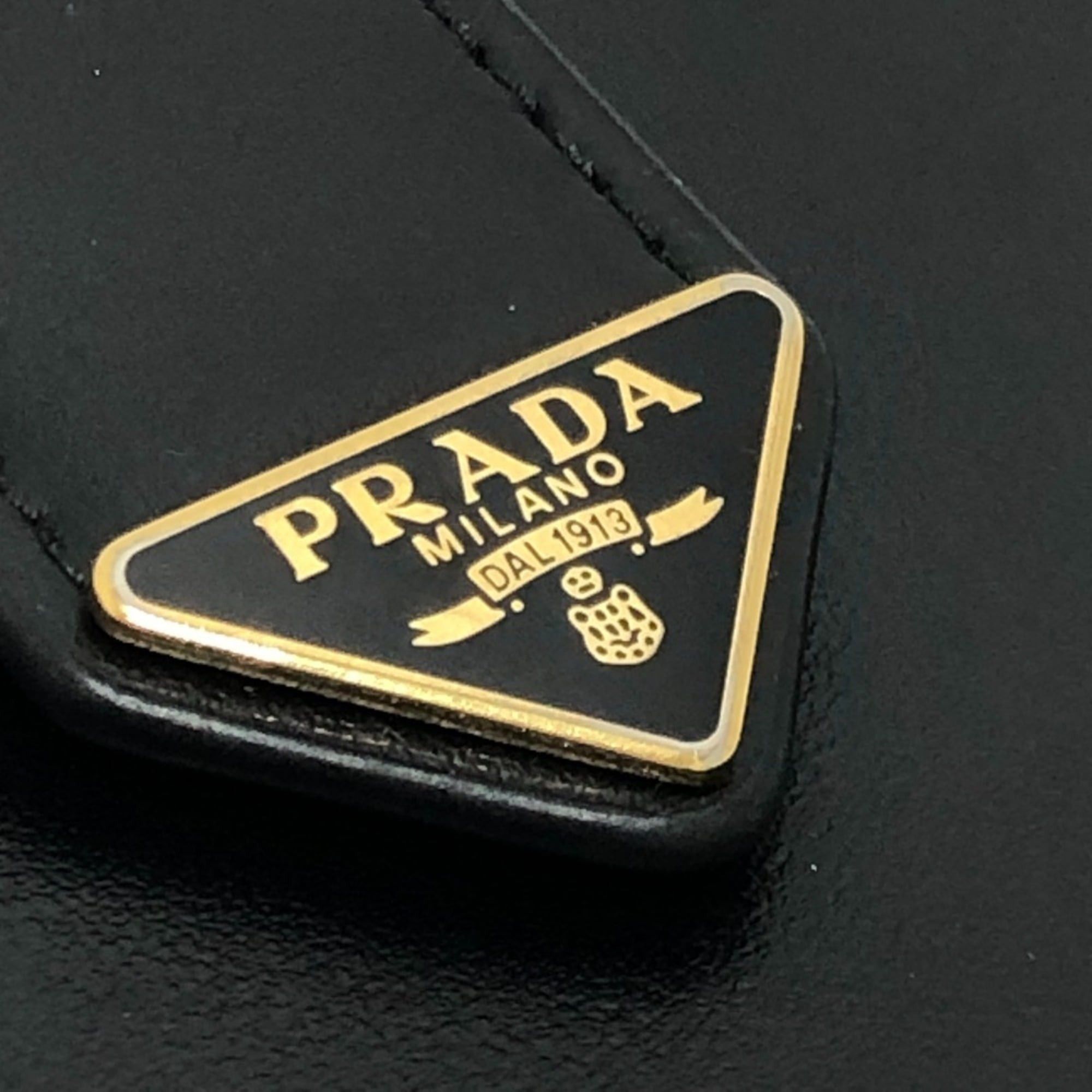 Prada PRADA 1MV204 Triangle Plate Wallet, Mini Compact Gold Hardware, Bifold Leather Men's, Black Size ONE SIZE - 7 Thumbnail