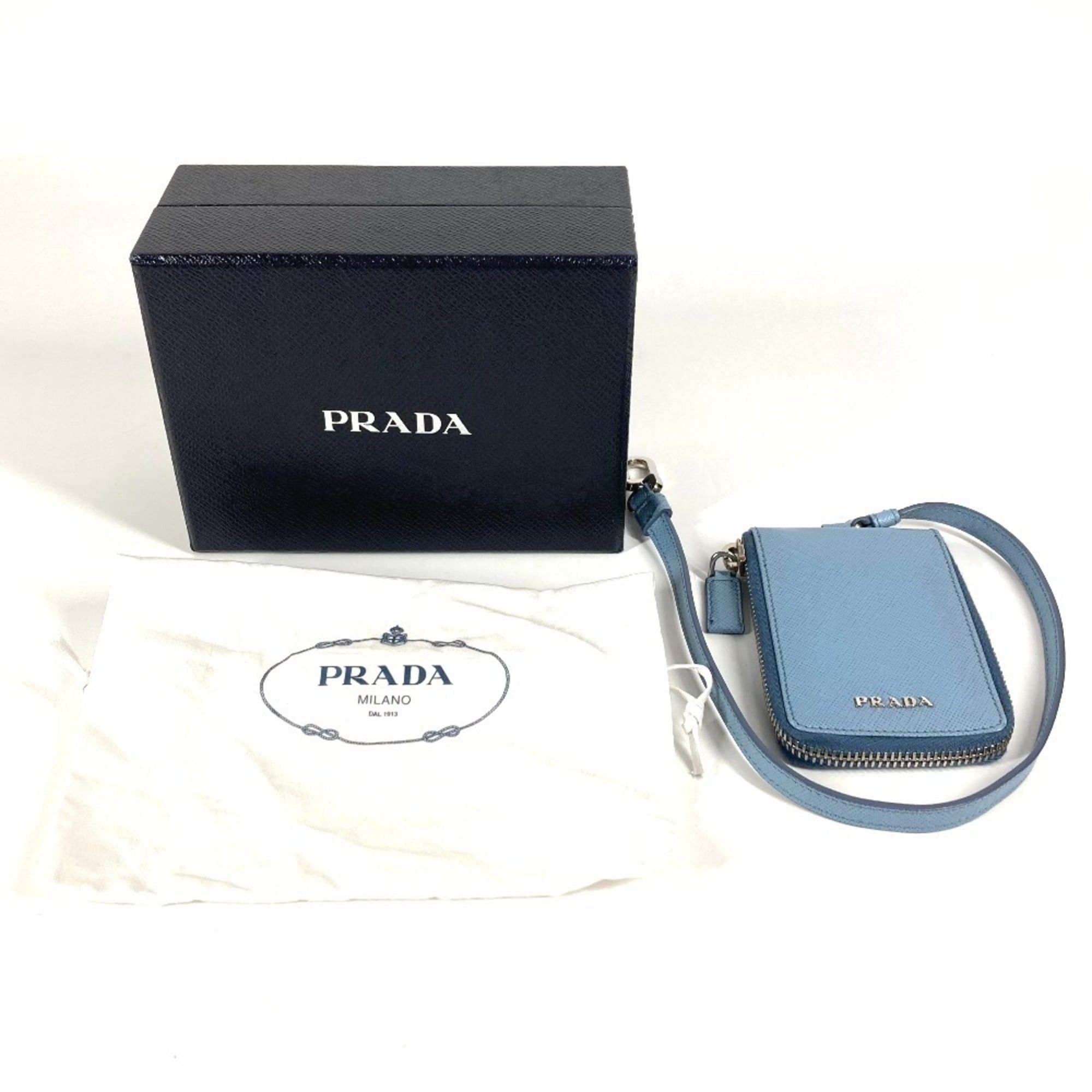 Prada Prada Round Zipper Key Case with Strap, Logo, 6-Piece Case, Leather, Men's/Women's, Blue Size ONE SIZE - 14 Thumbnail