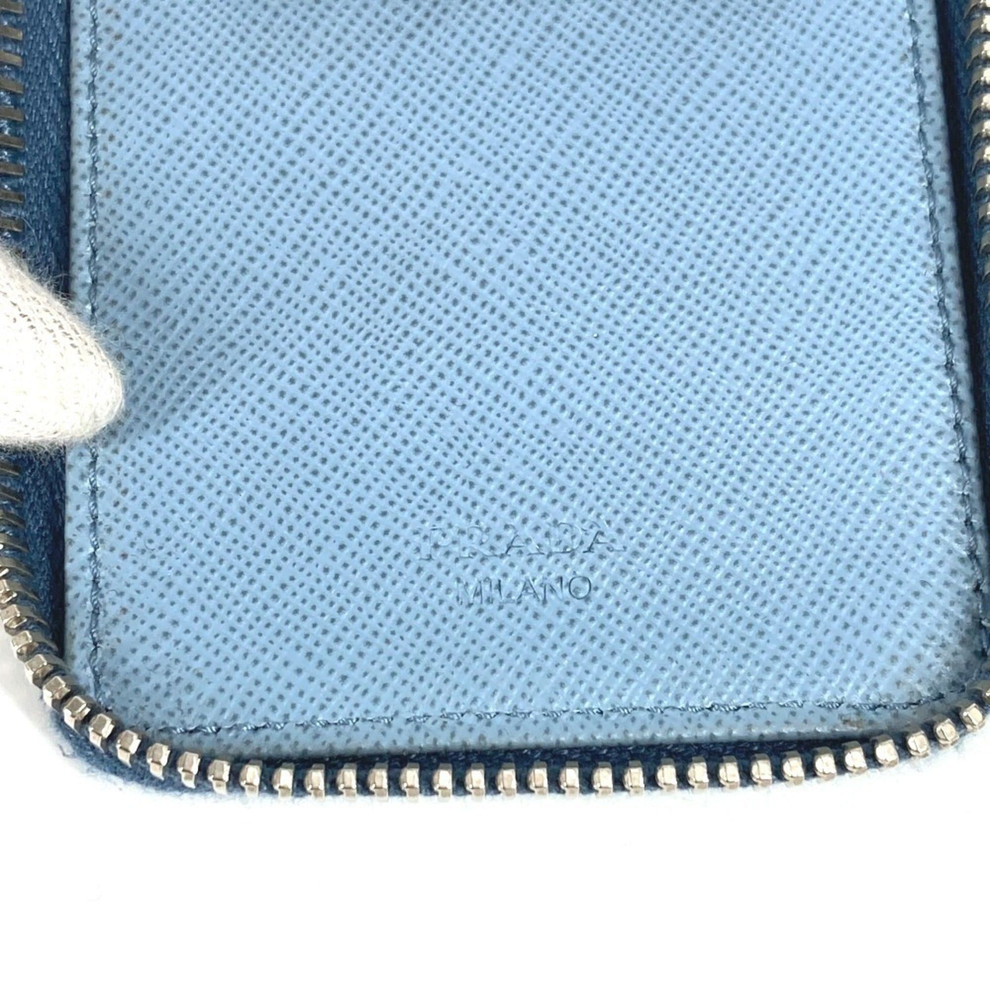 Prada Prada Round Zipper Key Case with Strap, Logo, 6-Piece Case, Leather, Men's/Women's, Blue Size ONE SIZE - 9 Thumbnail