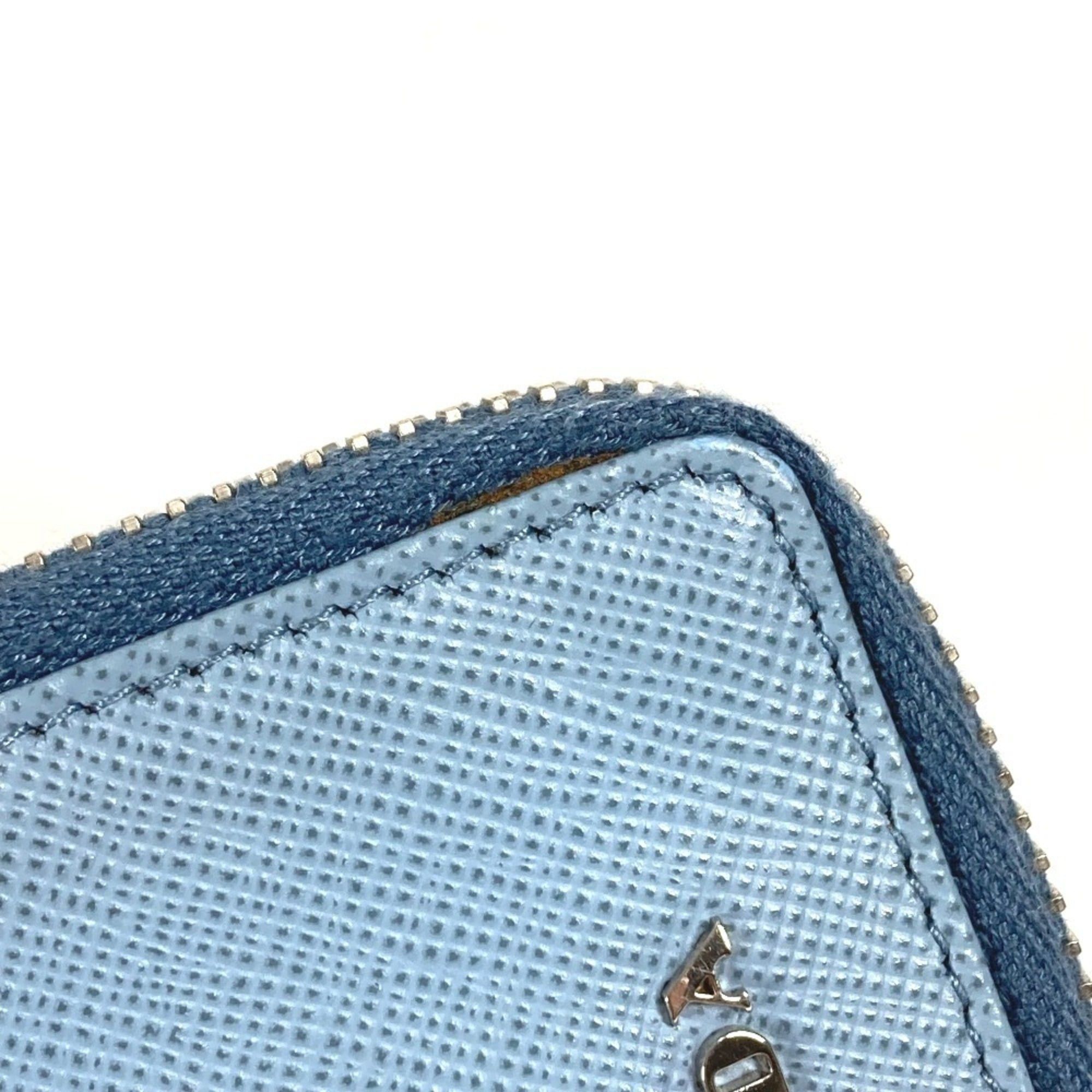 Prada Prada Round Zipper Key Case with Strap, Logo, 6-Piece Case, Leather, Men's/Women's, Blue Size ONE SIZE - 11 Thumbnail
