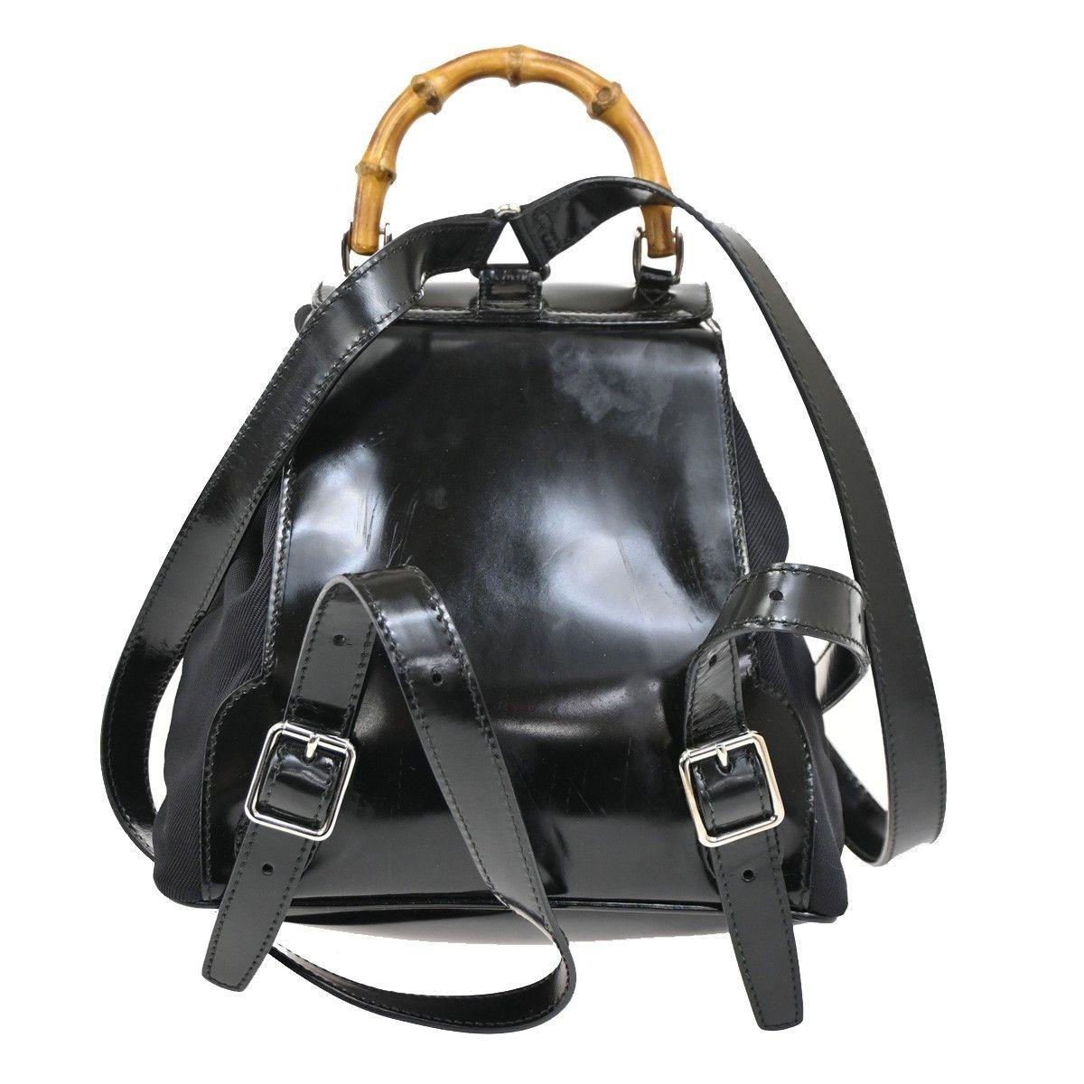 Gucci Gucci Vintage Bamboo Backpack Nylon and Patent Leather Size ONE SIZE - 2 Thumbnail