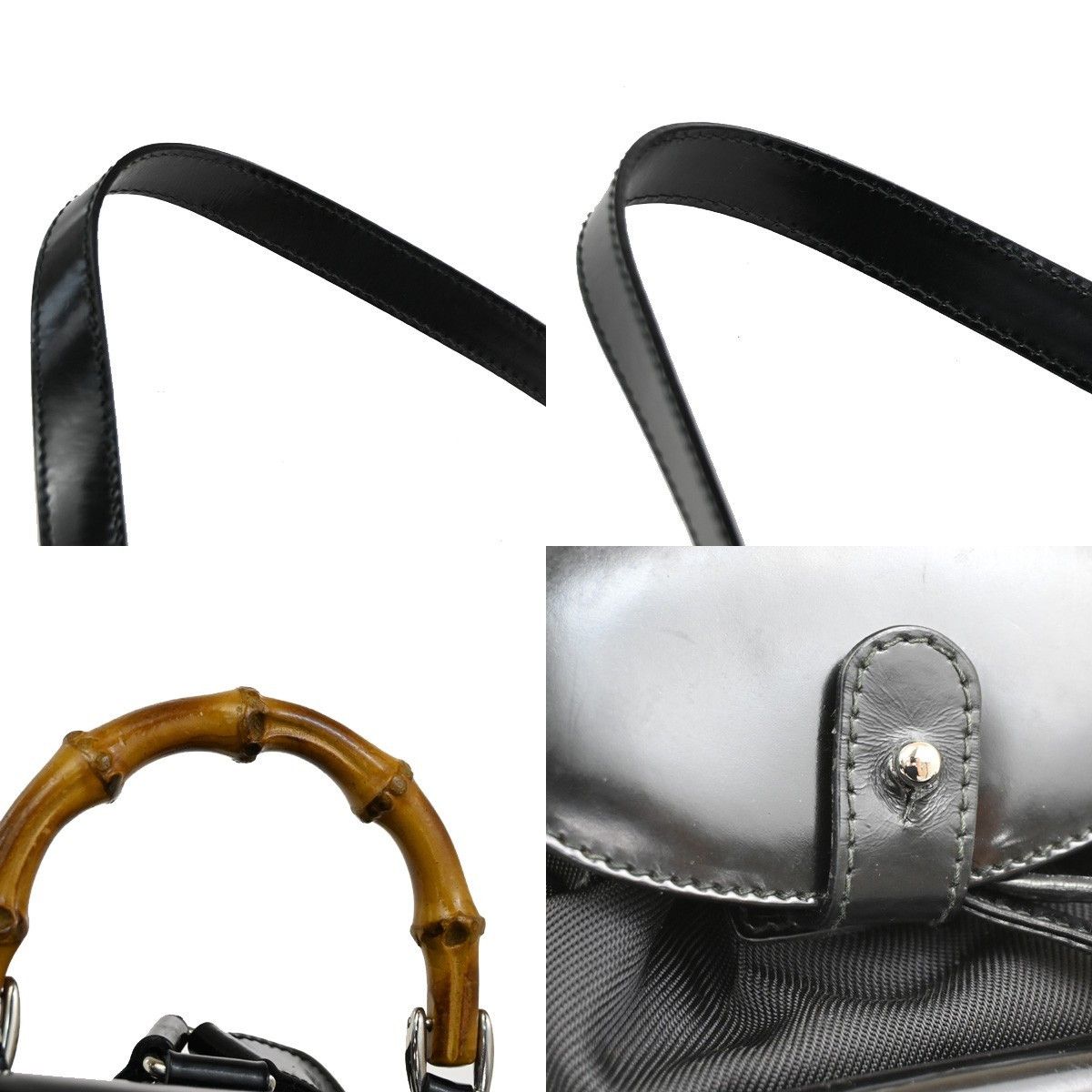 Gucci Gucci Vintage Bamboo Backpack Nylon and Patent Leather Size ONE SIZE - 8 Thumbnail