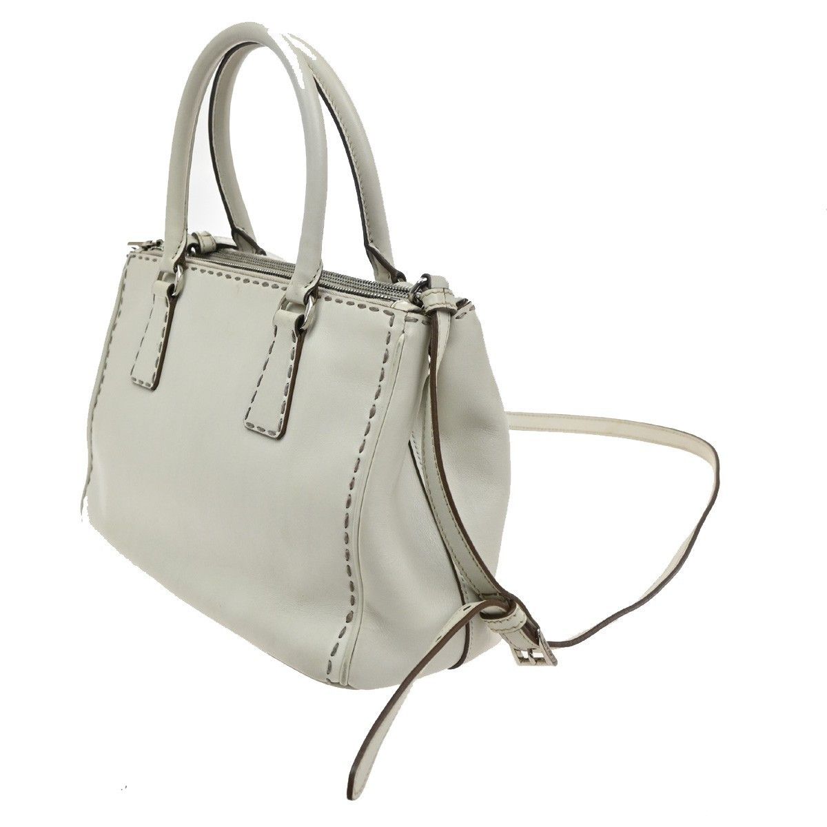 Prada Prada Galleria Double Zip Tote Stitched Leather Size ONE SIZE - 4 Thumbnail