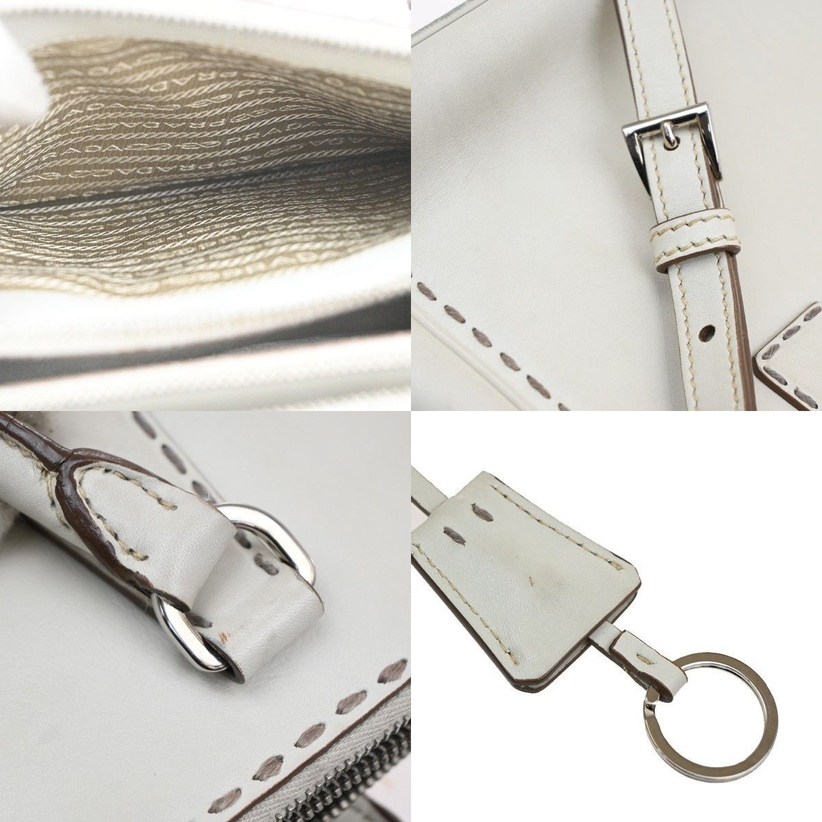 Prada Prada Galleria Double Zip Tote Stitched Leather Size ONE SIZE - 10 Thumbnail