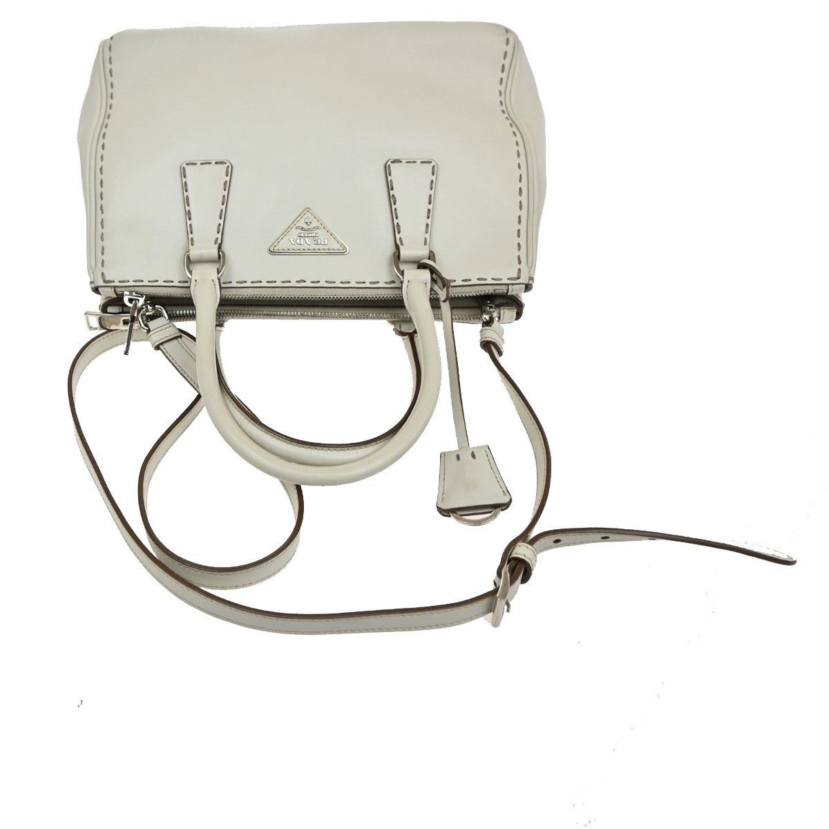 Prada Prada Galleria Double Zip Tote Stitched Leather Size ONE SIZE - 8 Thumbnail