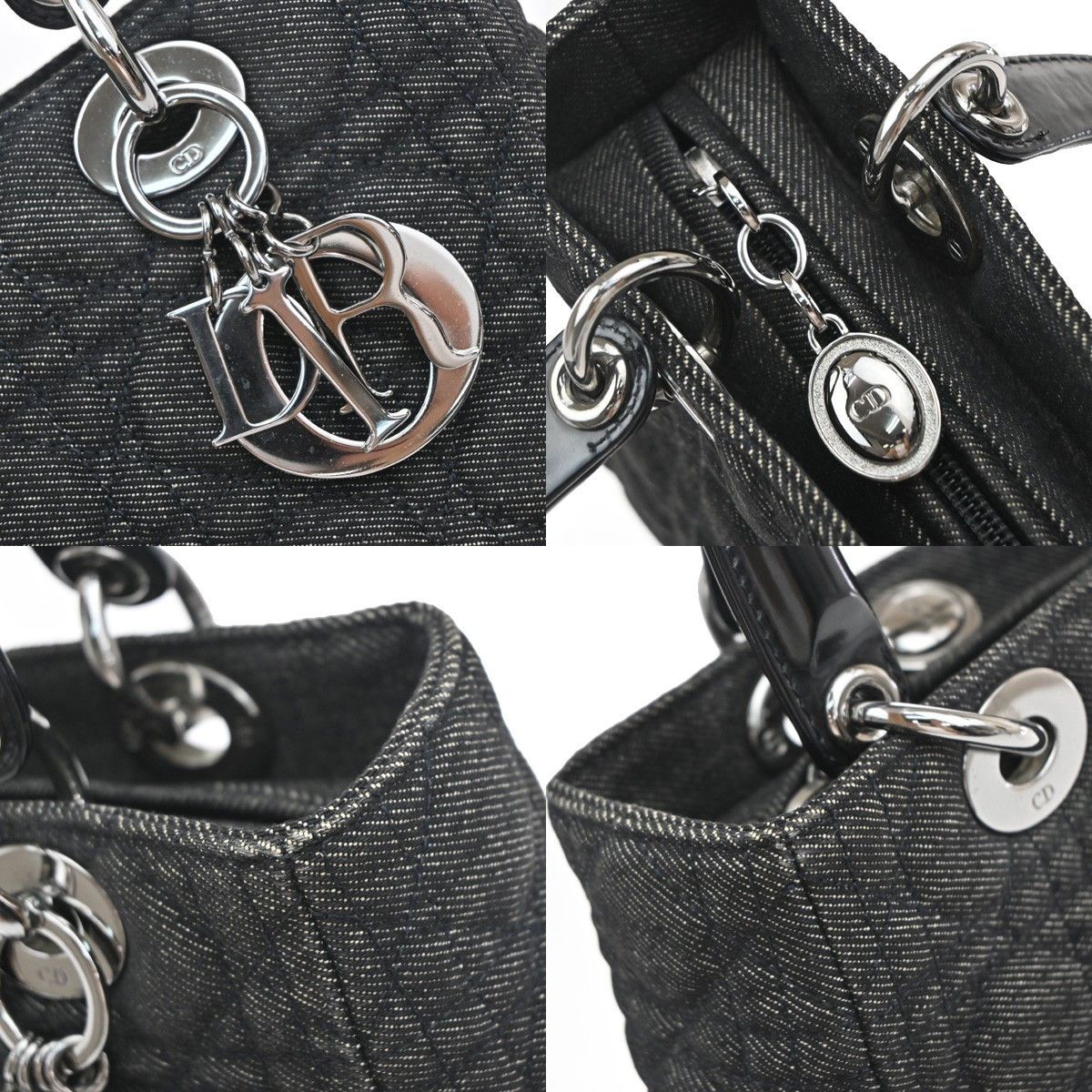 Dior Christian Dior Vintage Lady Dior Bag Cannage Quilt Denim Size ONE SIZE - 10 Thumbnail