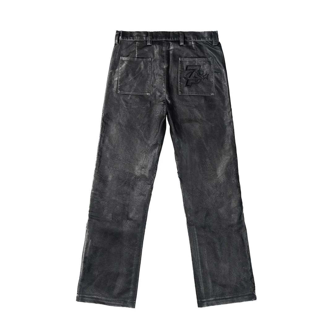 TRIPLE SEVENS Black Leather PU Pants Size US 32 / EU 48 - 2 Thumbnail