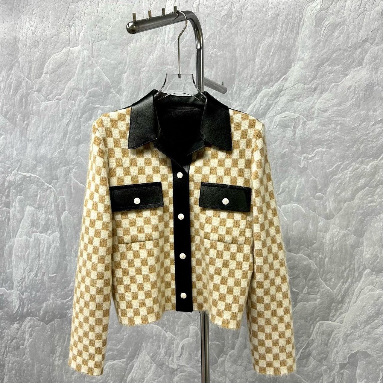Louis Vuitton louis vuitton checkerboard leather wool jacket Size S / US 4 / IT 40 - 2 Thumbnail