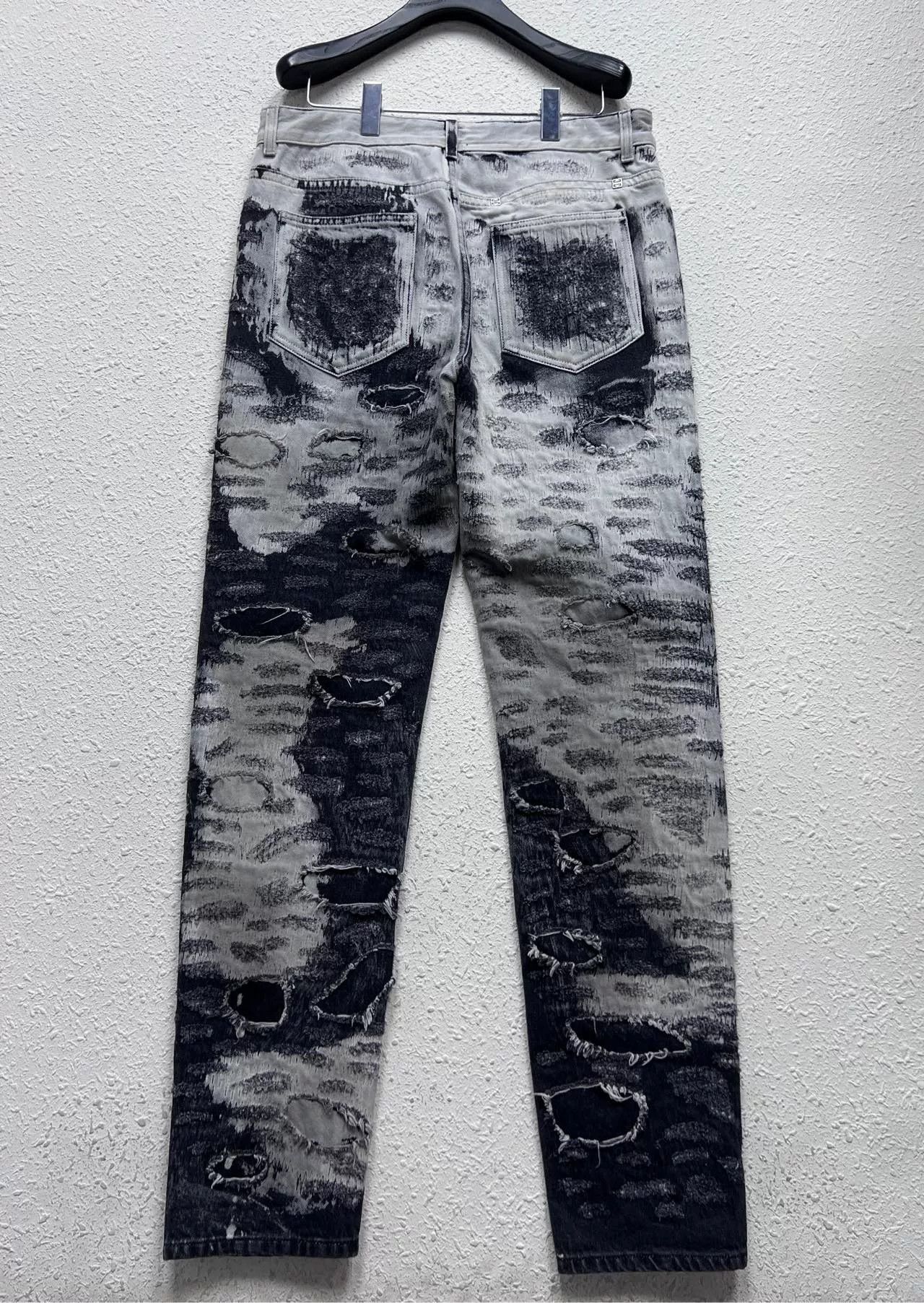 Givenchy Givenchy Boro Black and White Distressed Jeans Size US 34 / EU 50 - 2 Thumbnail