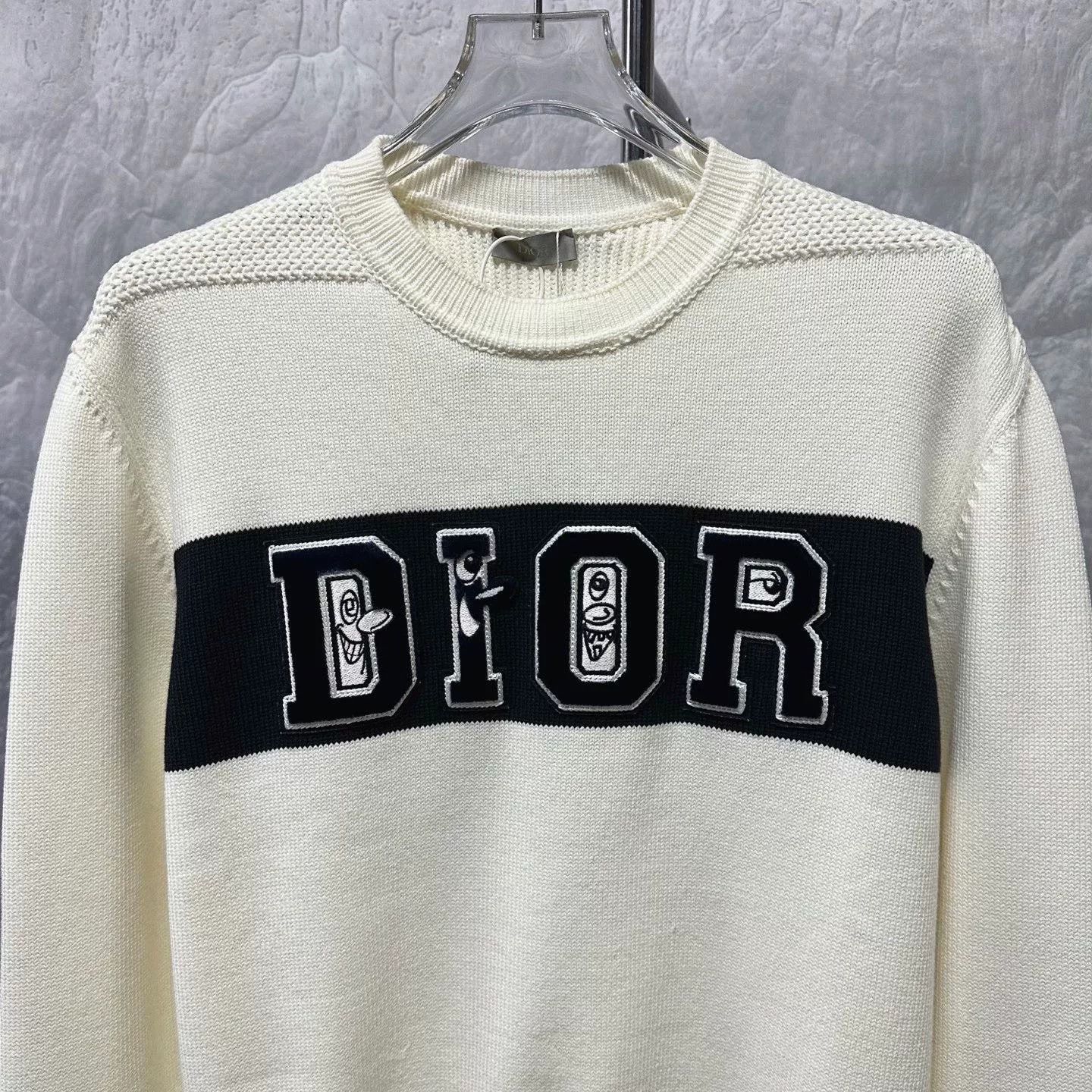 Dior dior logo knitted sweater in cream color Size L / US 10 / IT 46 - 3 Thumbnail