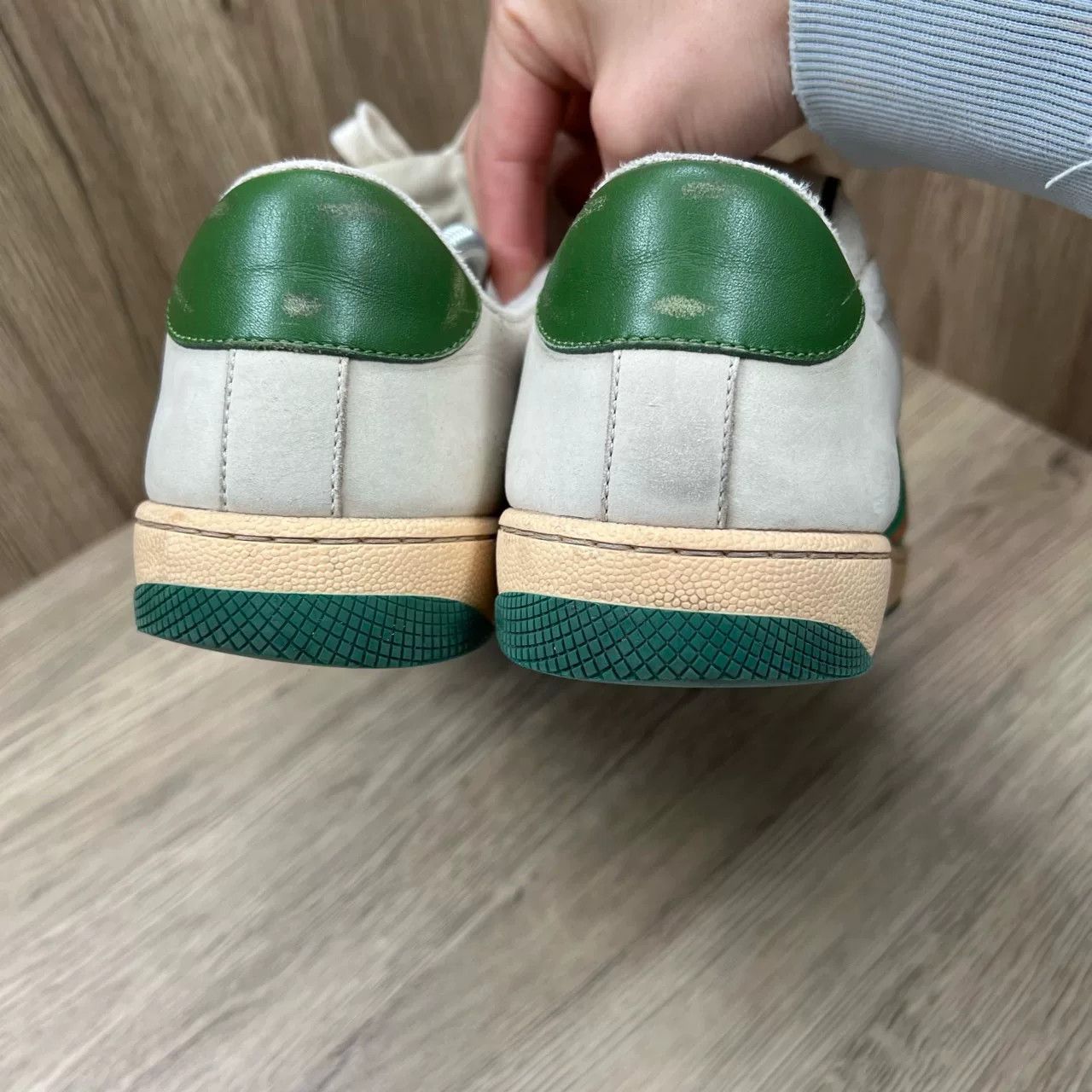 Gucci gucci green and beige perforated sneakers Size US 9 / EU 42 - 4 Thumbnail