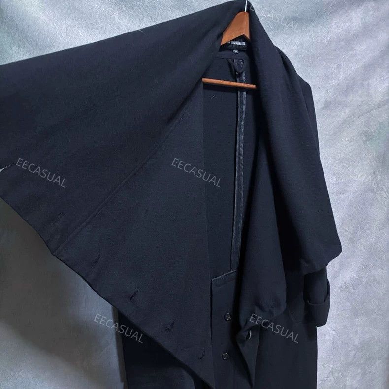 Ann Demeulemeester Black Asymmetric Double-breasted Button Coat Size US S / EU 44-46 / 1 - 5 Thumbnail