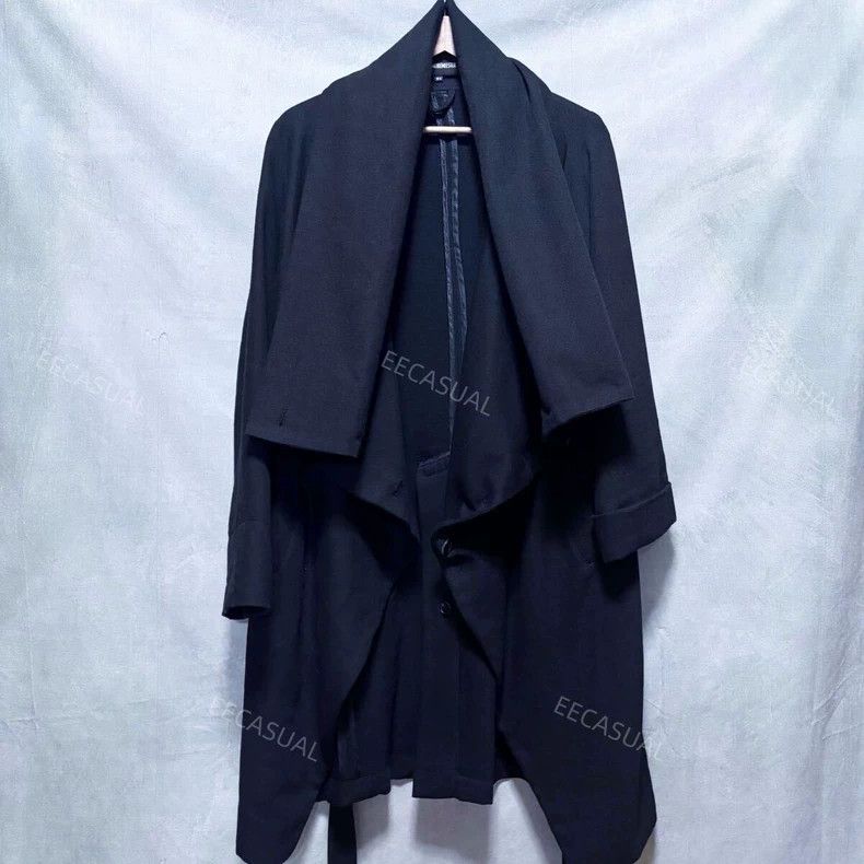 Ann Demeulemeester Black Asymmetric Double-breasted Button Coat Size US S / EU 44-46 / 1 - 3 Thumbnail