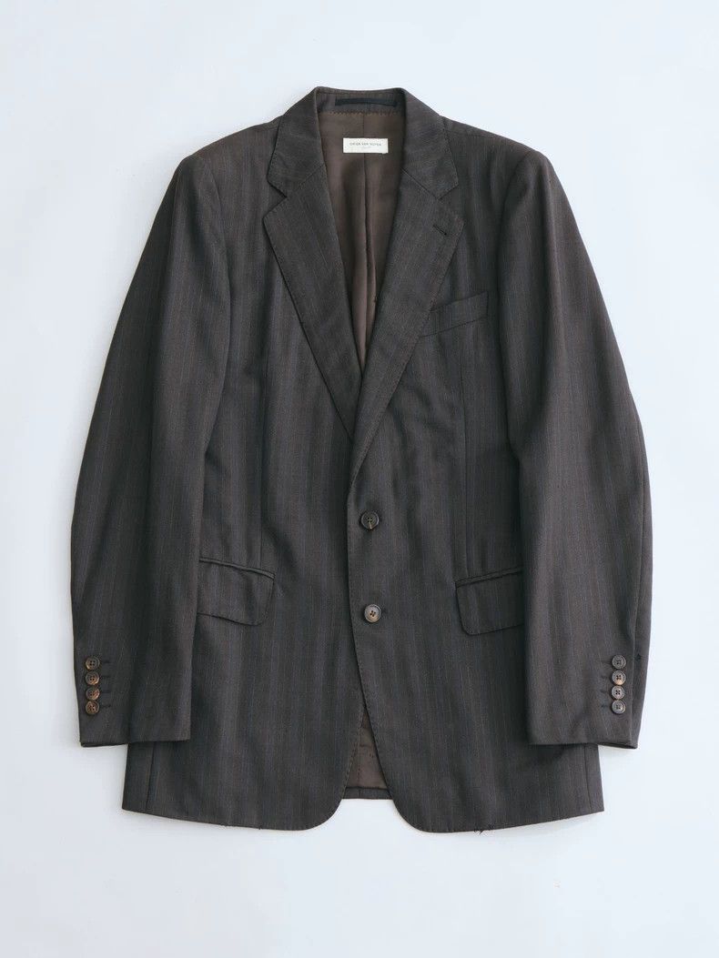 Dries Van Noten Dries Van Noten Brown Wool Stripe Blazer Size US XS / EU 42 / 0 - 2 Thumbnail