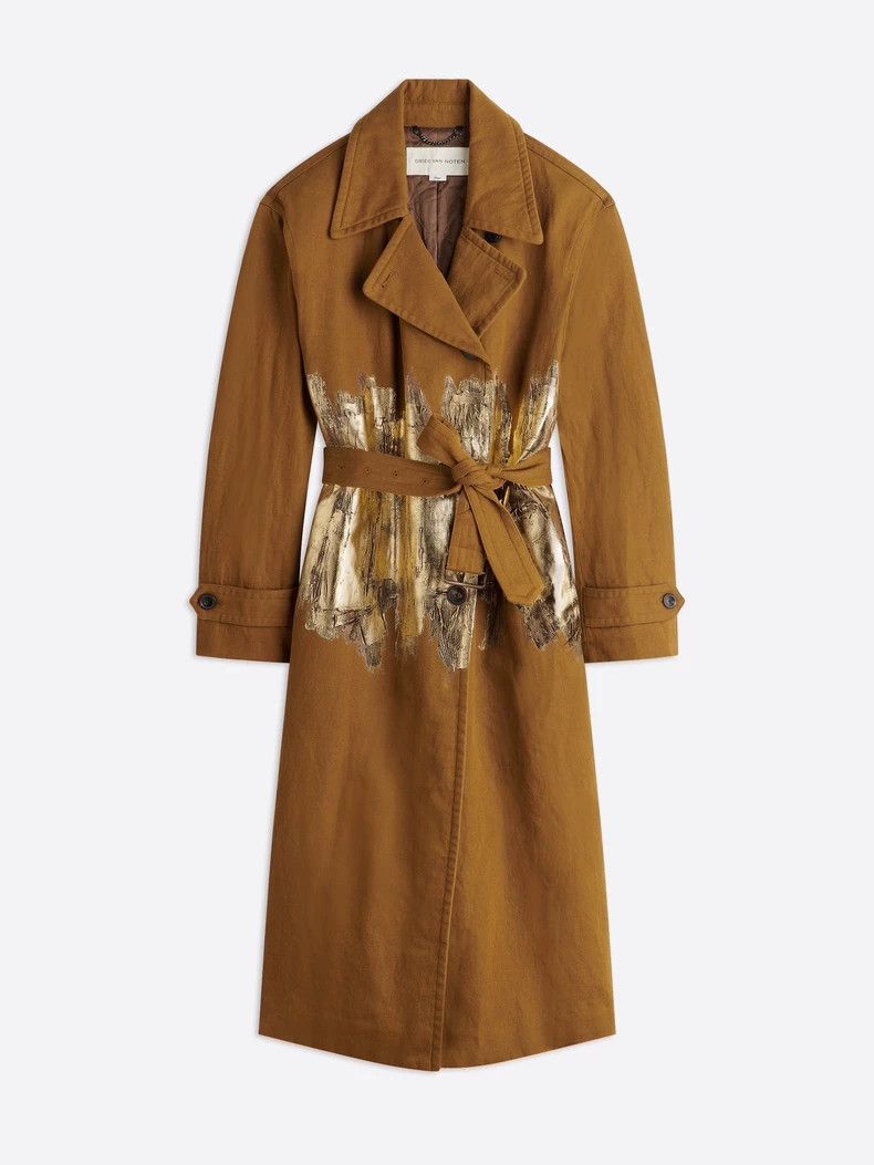 Dries Van Noten Dries Van Noten Hand-Painted Gold Trench Coat Size US M / EU 48-50 / 2 - 7 Thumbnail