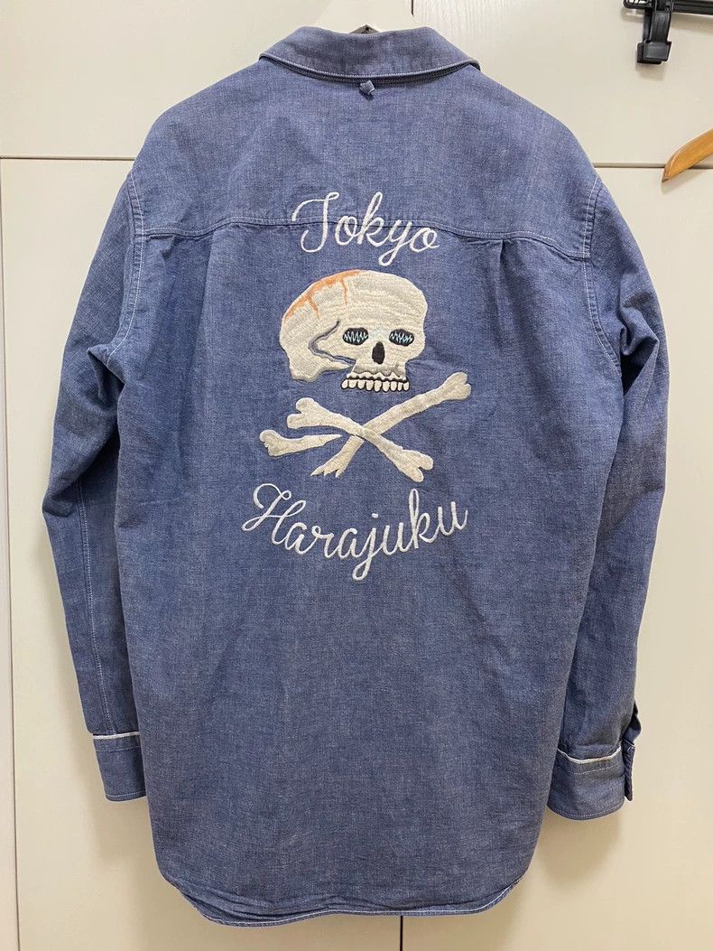 Neighborhood NEIGHBORHOOD Chambray Skull Embroidered LS Shirt Size US XL / EU 56 / 4 - 2 Thumbnail
