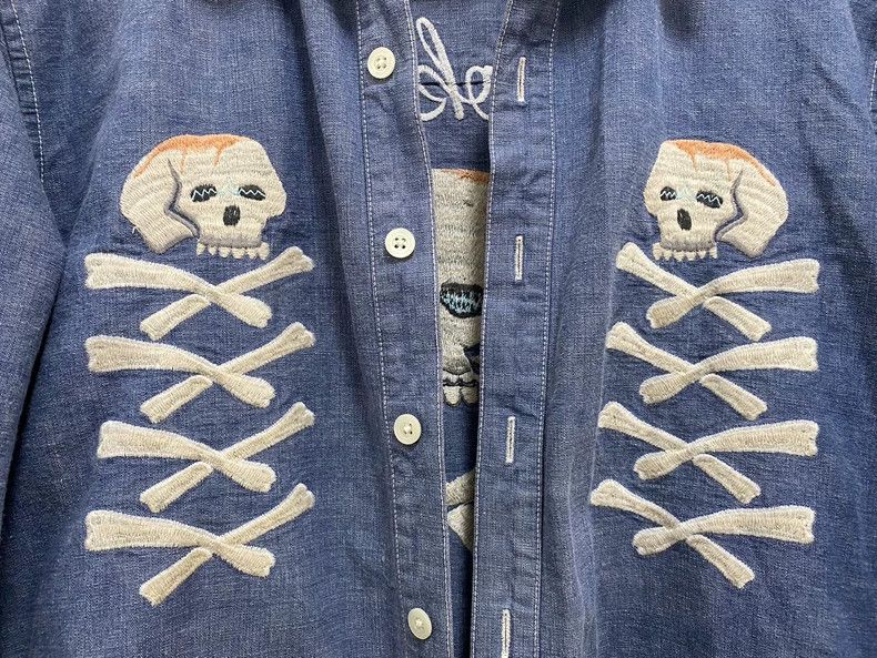 Neighborhood NEIGHBORHOOD Chambray Skull Embroidered LS Shirt Size US XL / EU 56 / 4 - 3 Thumbnail