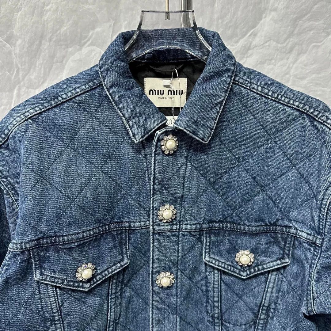 Miu Miu miumiu pearl embellished denim jacket Size S / US 4 / IT 40 - 4 Thumbnail