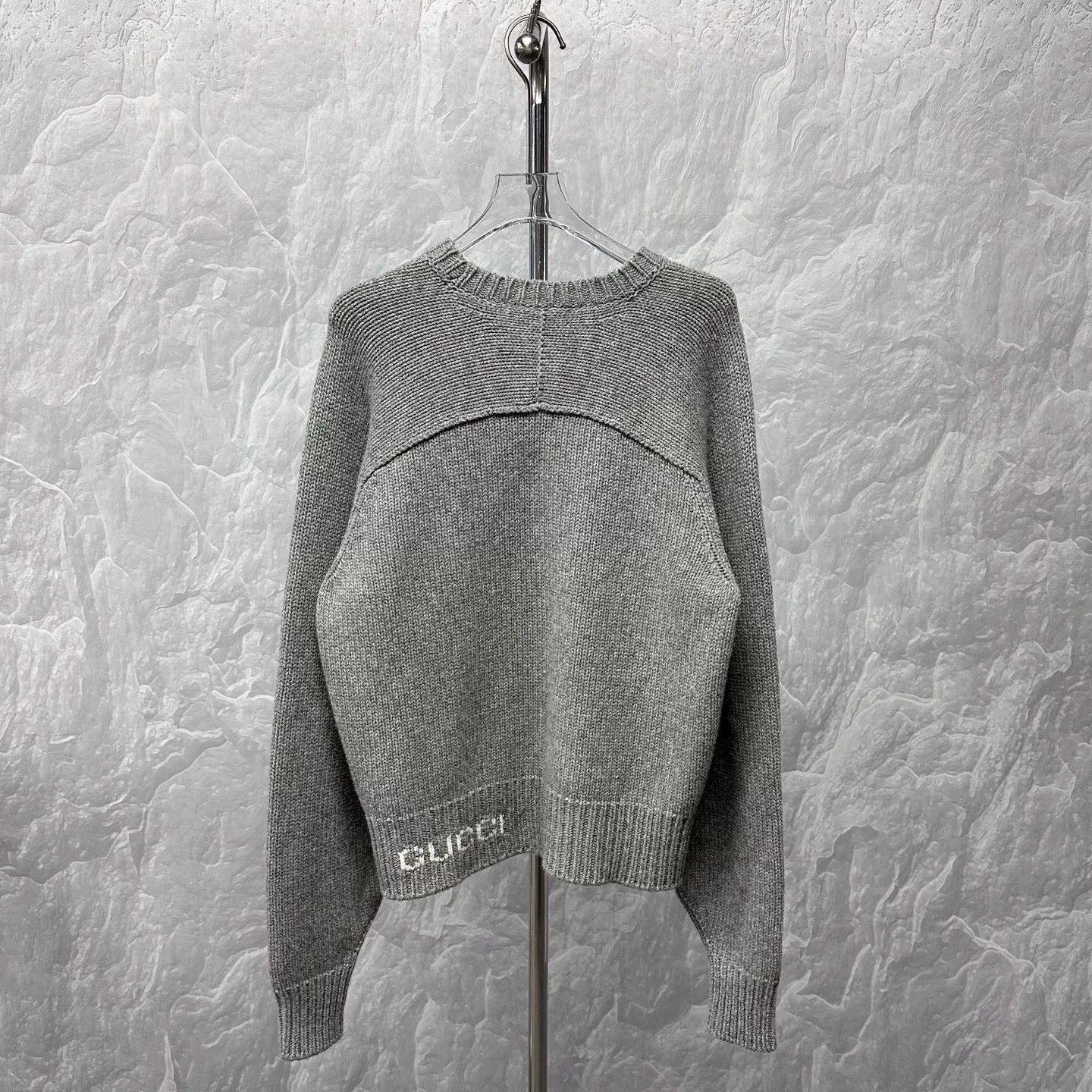 Gucci grey gucci logo wool sweater size small Size S / US 4 / IT 40 - 2 Thumbnail
