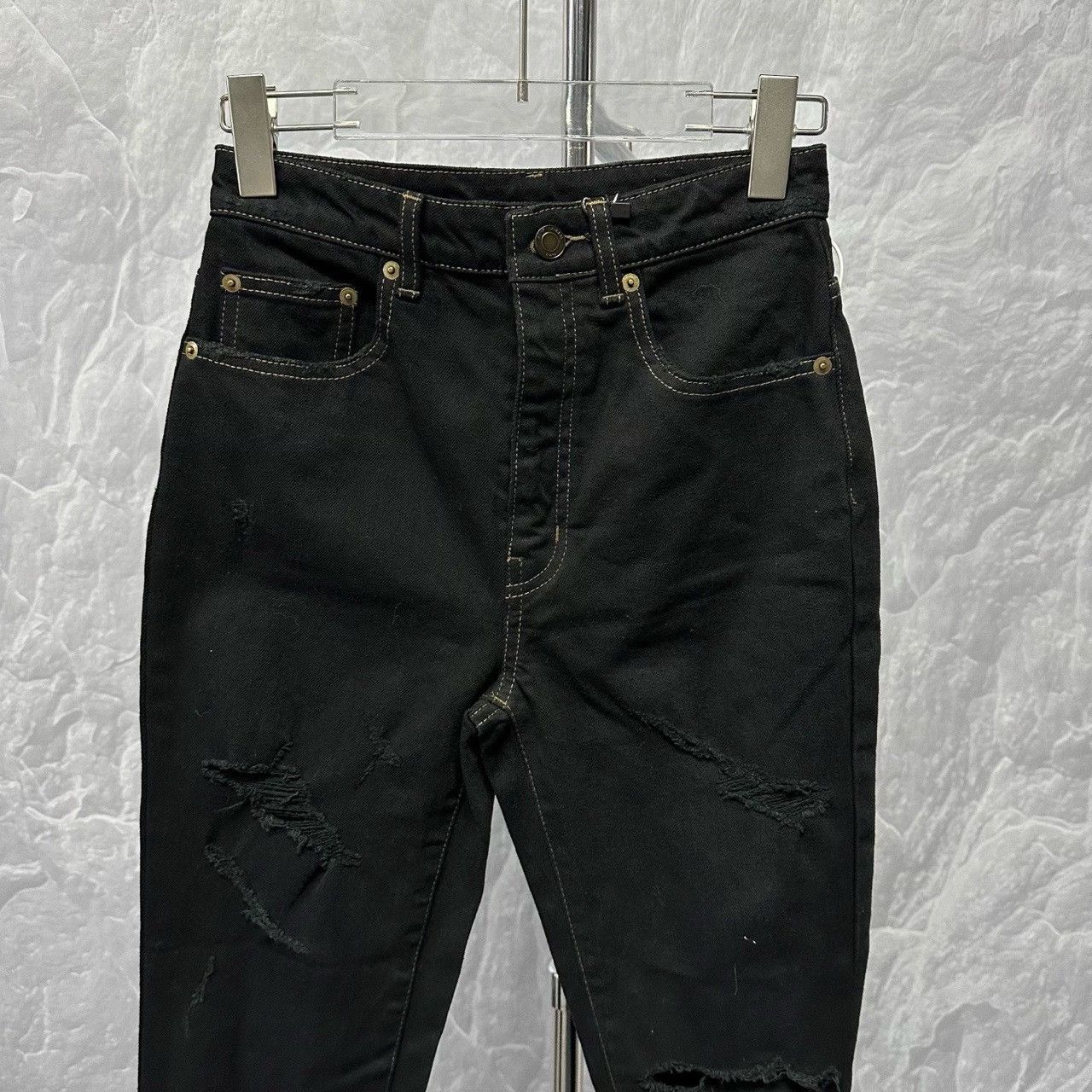 Saint Laurent Paris saint laurent black skinny distressed jeans Size 25" / US 0 / IT 36 - 3 Thumbnail