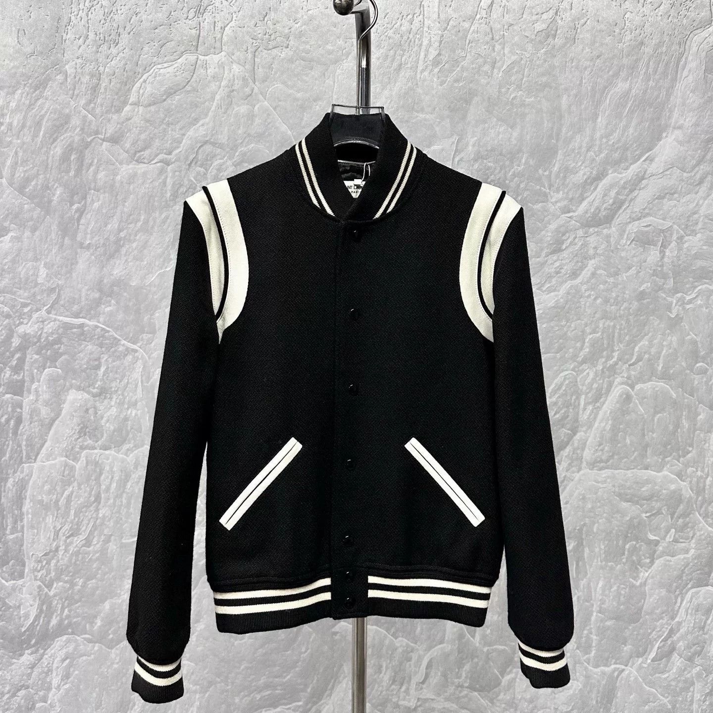 Saint Laurent Paris classic black baseball jacket by saint laurent Size M / US 6-8 / IT 42-44 - 2 Thumbnail