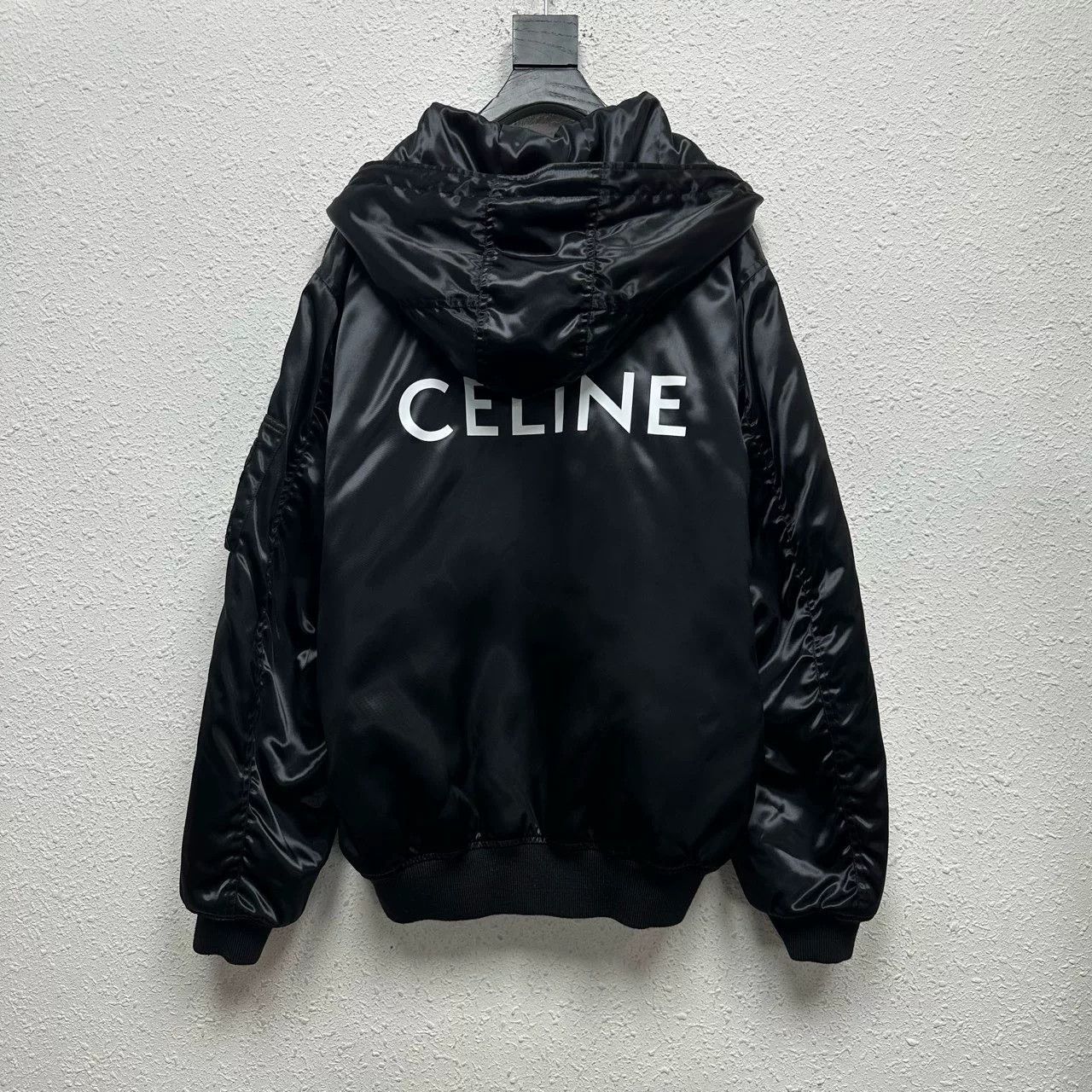 Celine black silk hooded jacket with logo Size US XXL / EU 58 / 5 - 2 Thumbnail