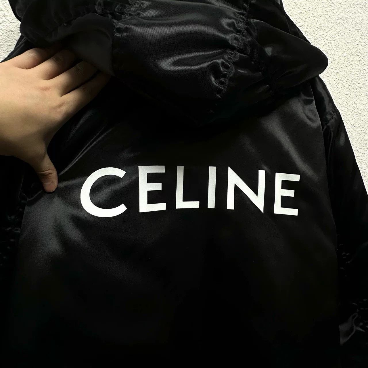 Celine black silk hooded jacket with logo Size US XXL / EU 58 / 5 - 6 Thumbnail