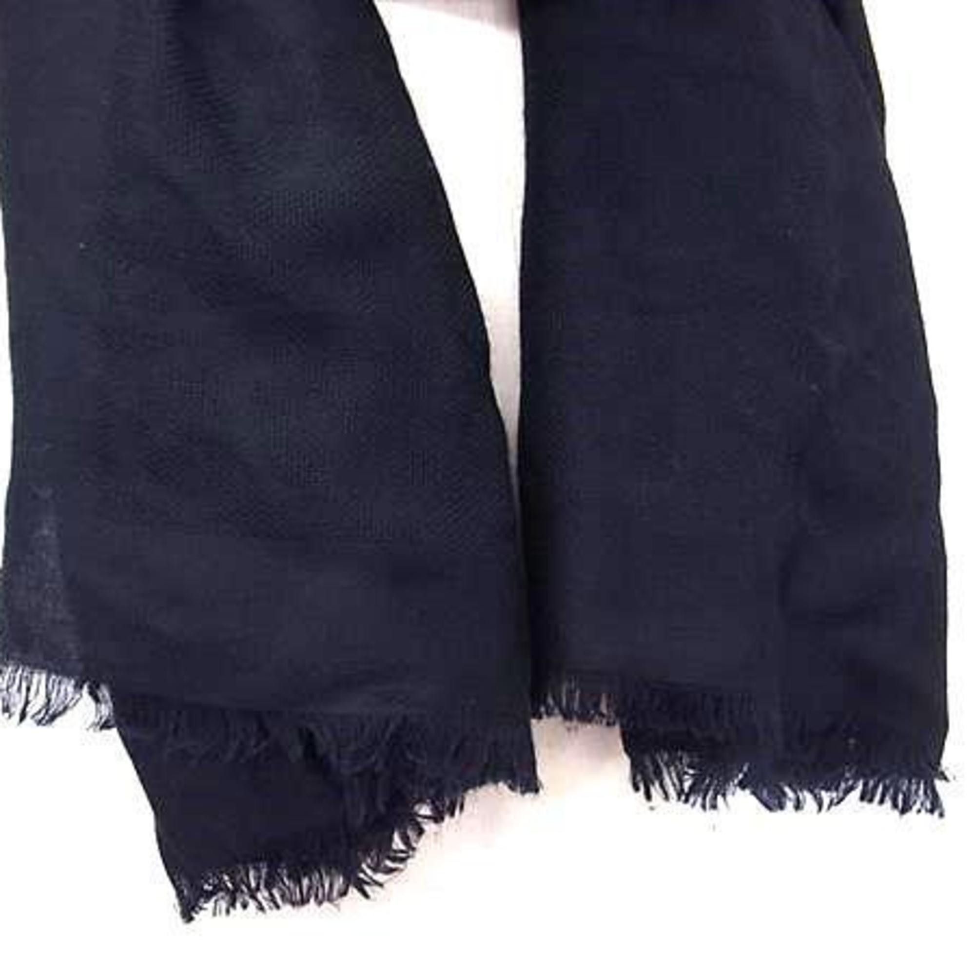 Loewe LOEWE Anagram Stole, Navy, 62% Wool, 28% Silk, 10% Cashmere, Women's Size ONE SIZE - 3 Thumbnail