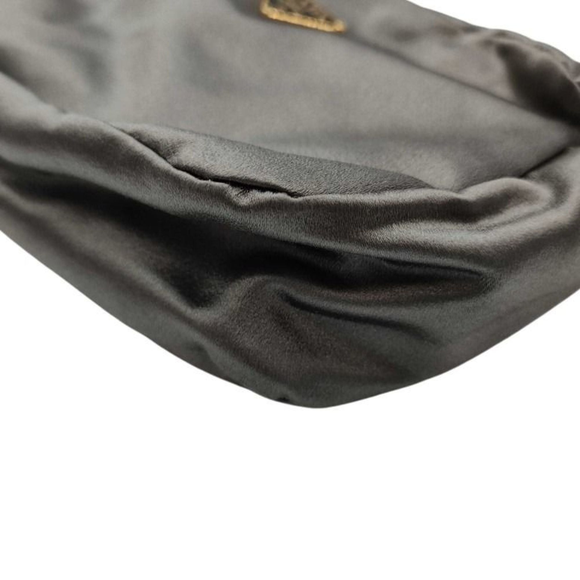 Prada Prada Triangle Pouch Bag 1N0021 Gray Metallic Canvas Women's Size ONE SIZE - 3 Thumbnail