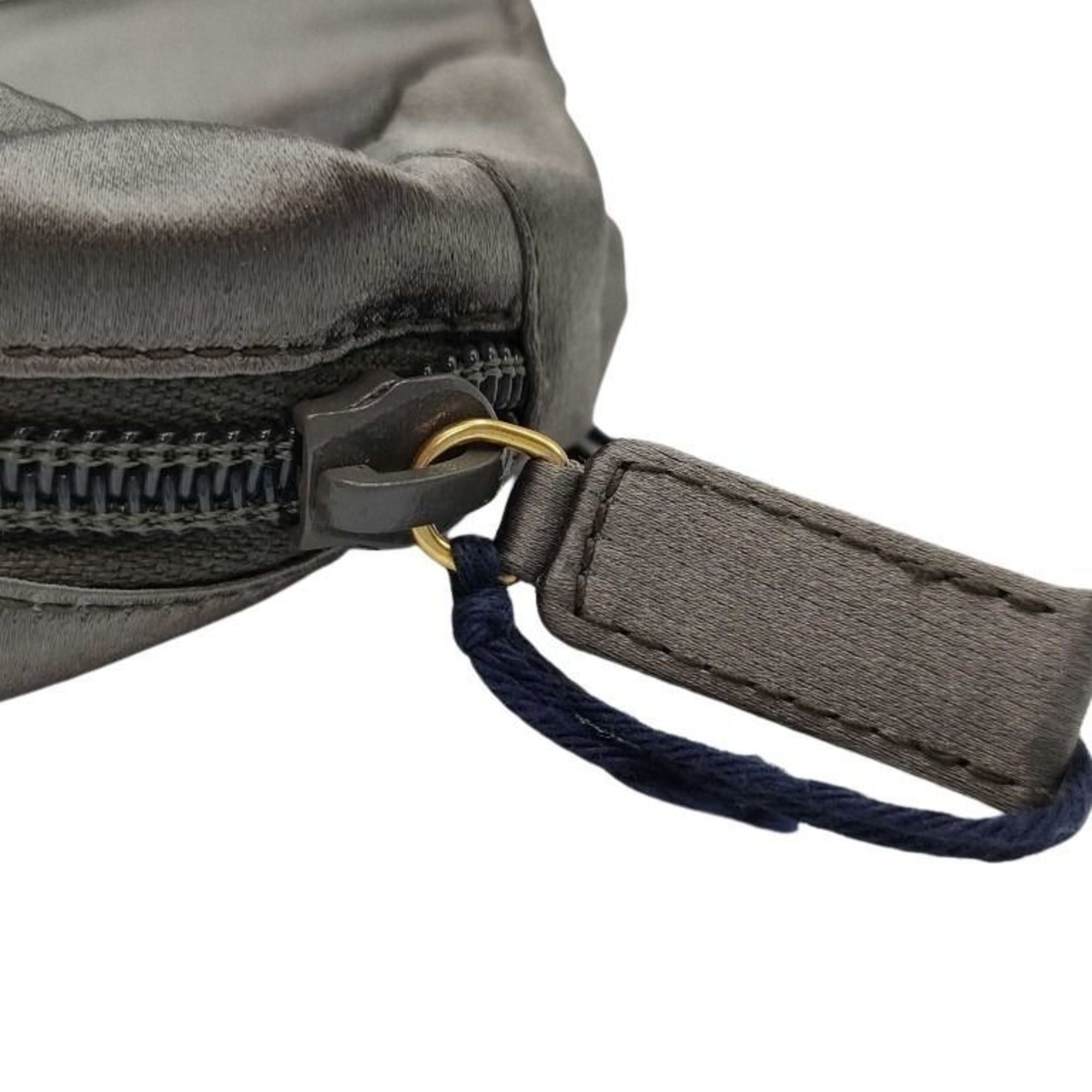 Prada Prada Triangle Pouch Bag 1N0021 Gray Metallic Canvas Women's Size ONE SIZE - 4 Thumbnail