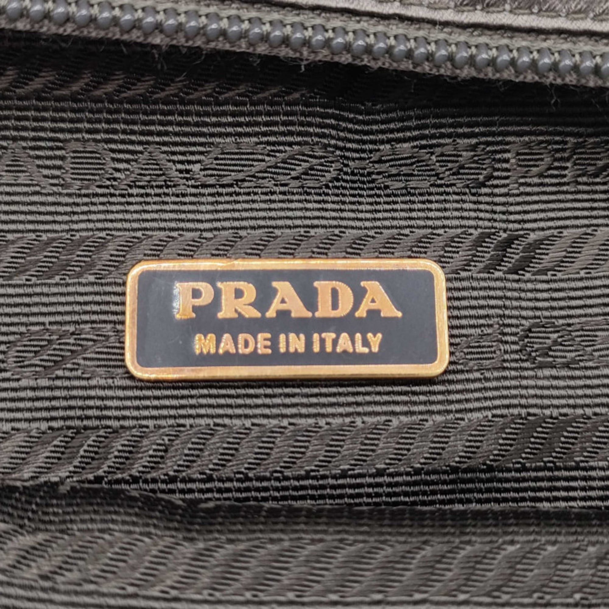 Prada Prada Triangle Pouch Bag 1N0021 Gray Metallic Canvas Women's Size ONE SIZE - 8 Thumbnail