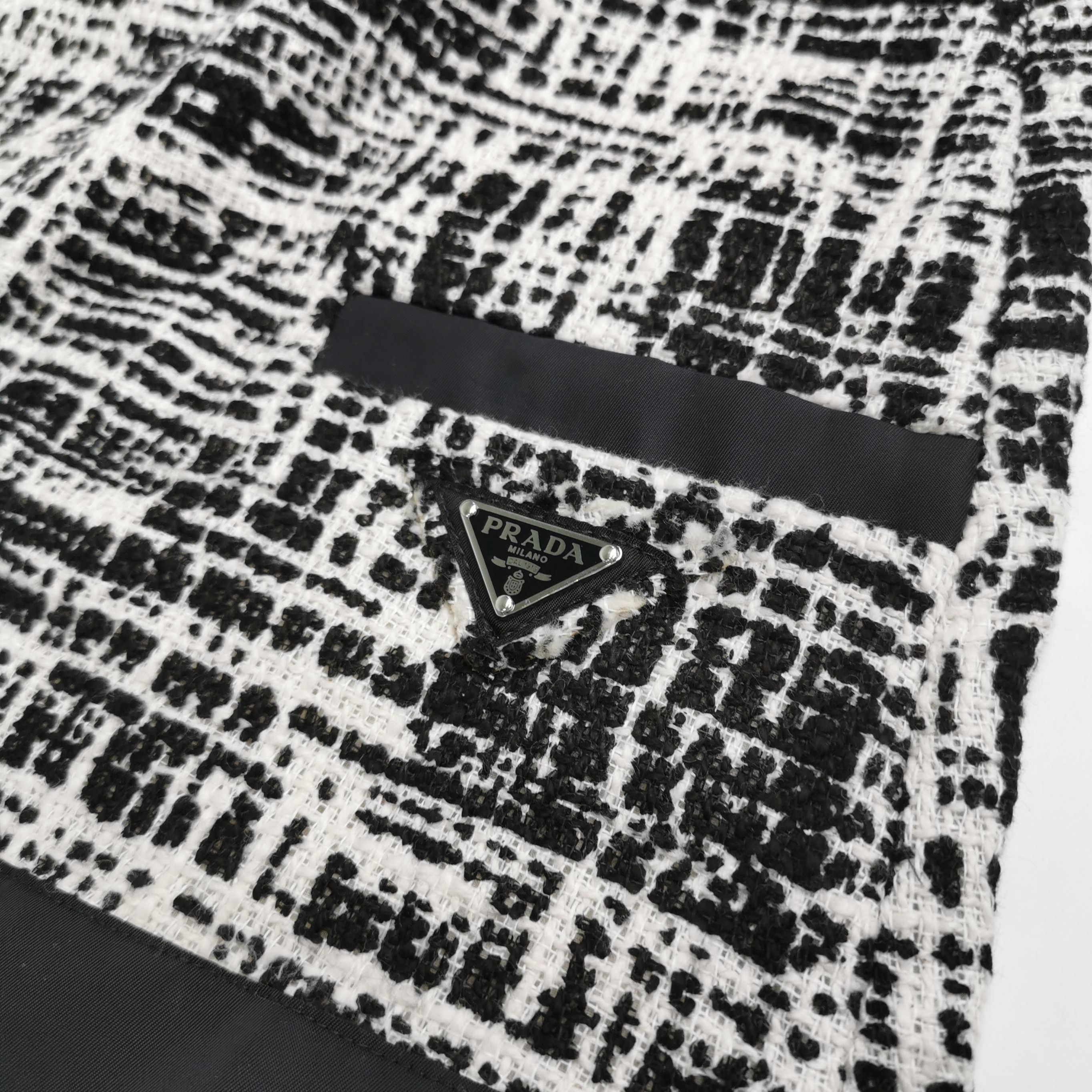 Prada Prada Contrast Cotton-Linen Mini Skirt 0089 Size 23" - 3 Thumbnail