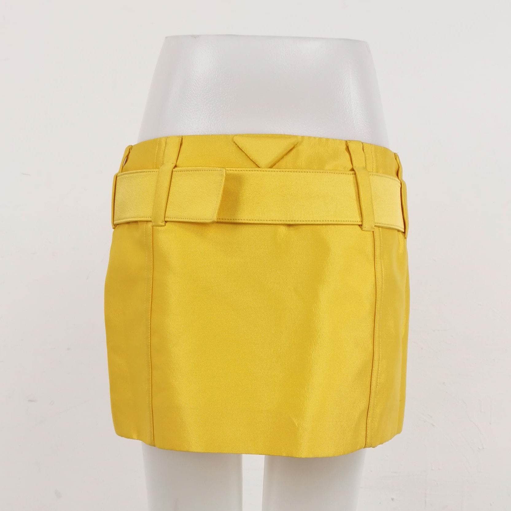 Prada Prada Yellow Wool-Silk Blend Mini Skirt - dmc Size 38" / US 16 / IT 52 - 2 Thumbnail