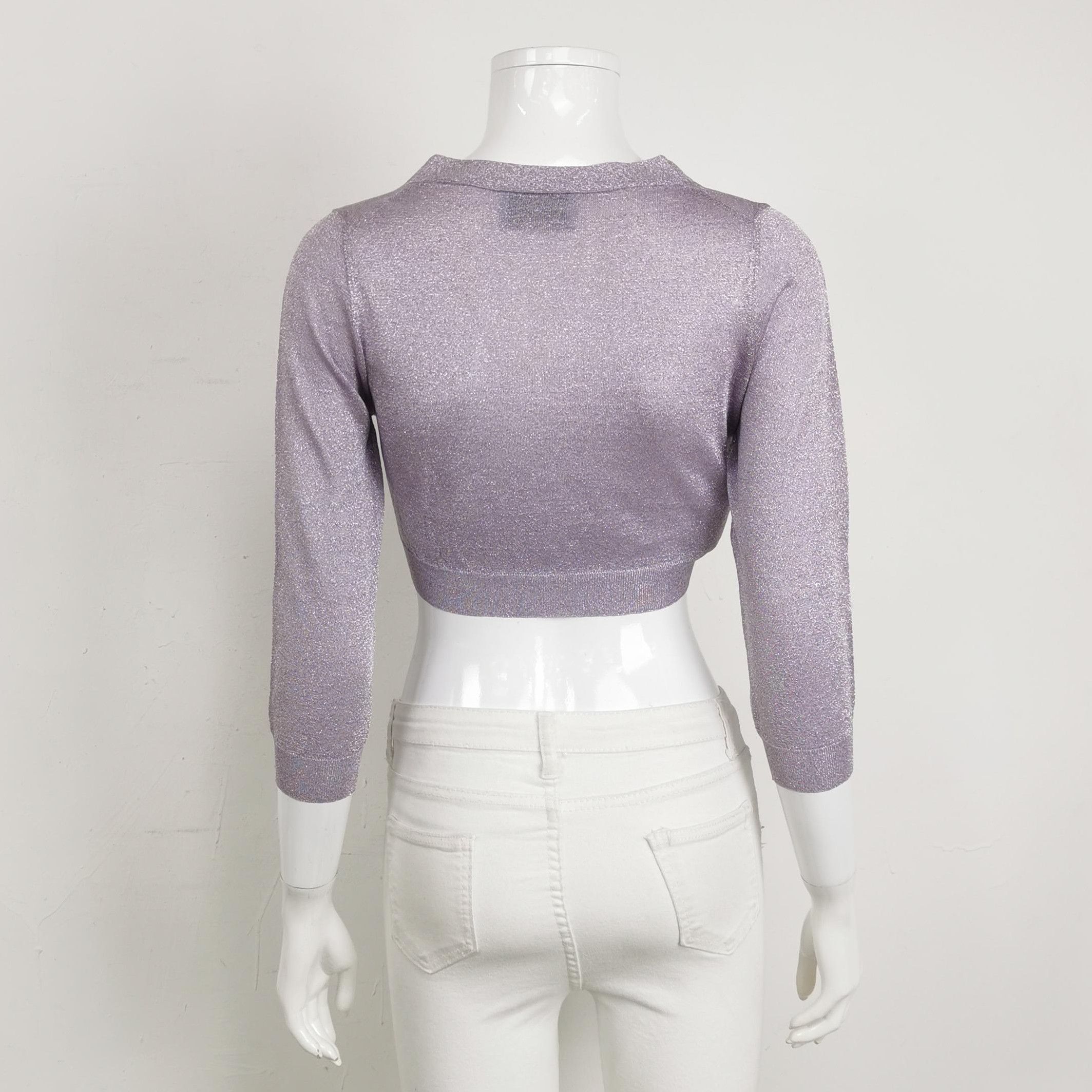 Prada Prada V-Neck Long Sleeve Logo Knit Top - dmc Size S / US 4 / IT 40 - 2 Thumbnail